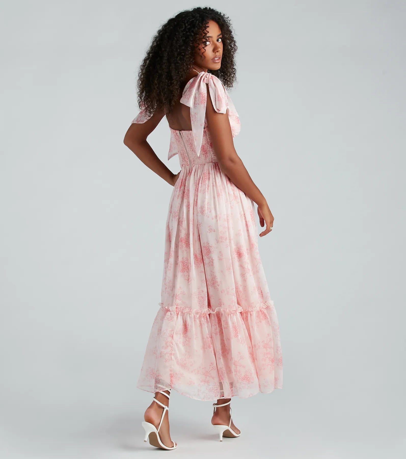 Peyton Formal Chiffon Floral A-Line Long Dress - Image 2