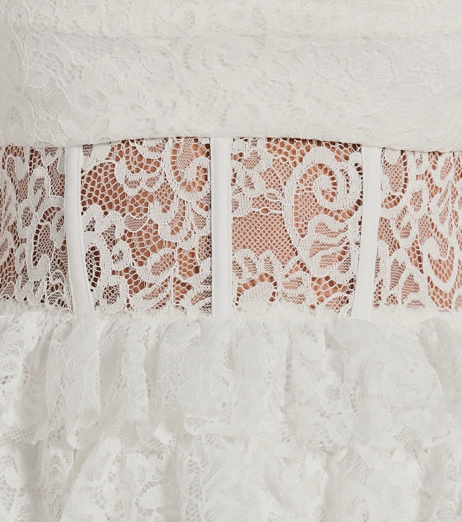 Rochelle Ruffled Sheer Lace Formal Mini Dress - Image 4