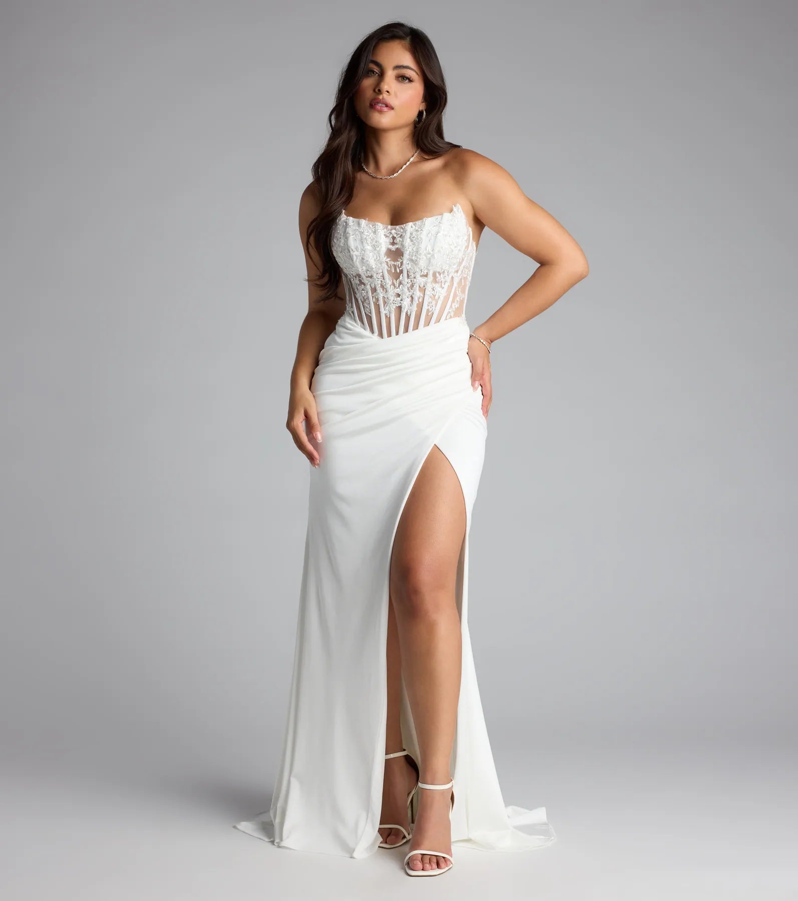 Shayla Strapless Corset Lace Formal Dress - Image 16