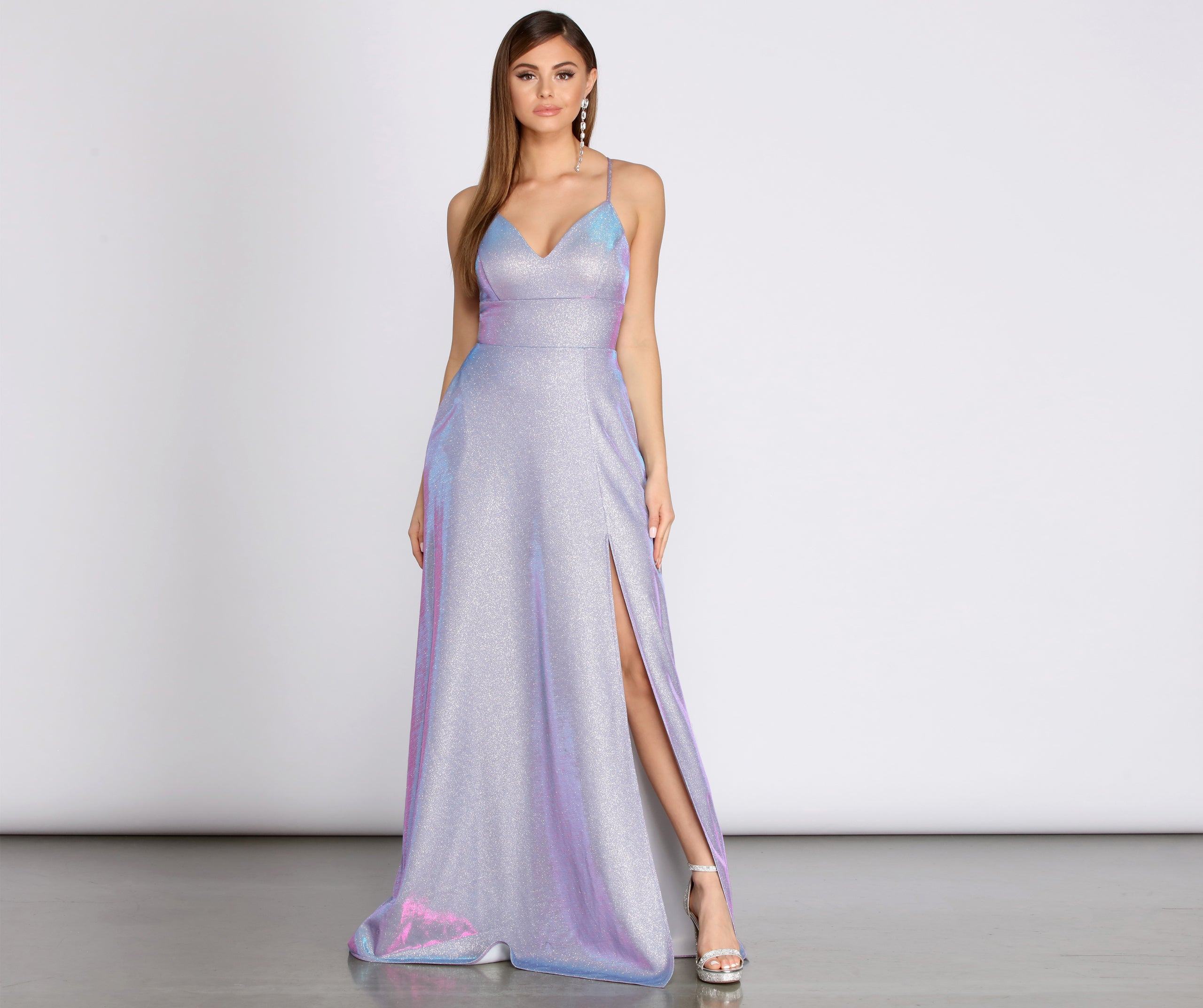 Millie Glitter Cross Back A Line Dress - Image 8