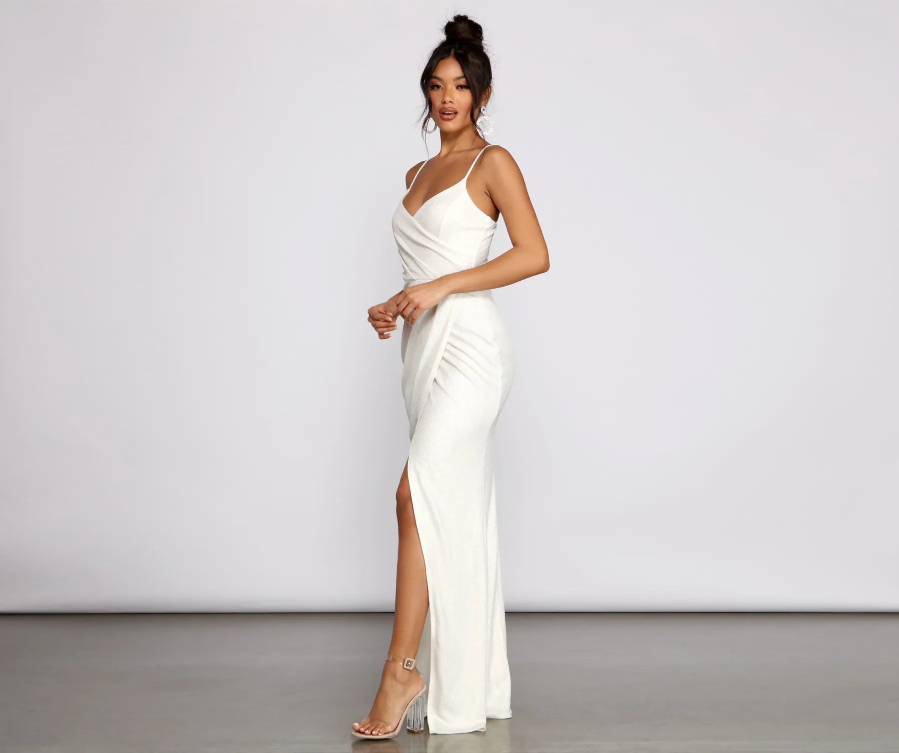Parker Formal Metallic Wrap Dress - Image 3