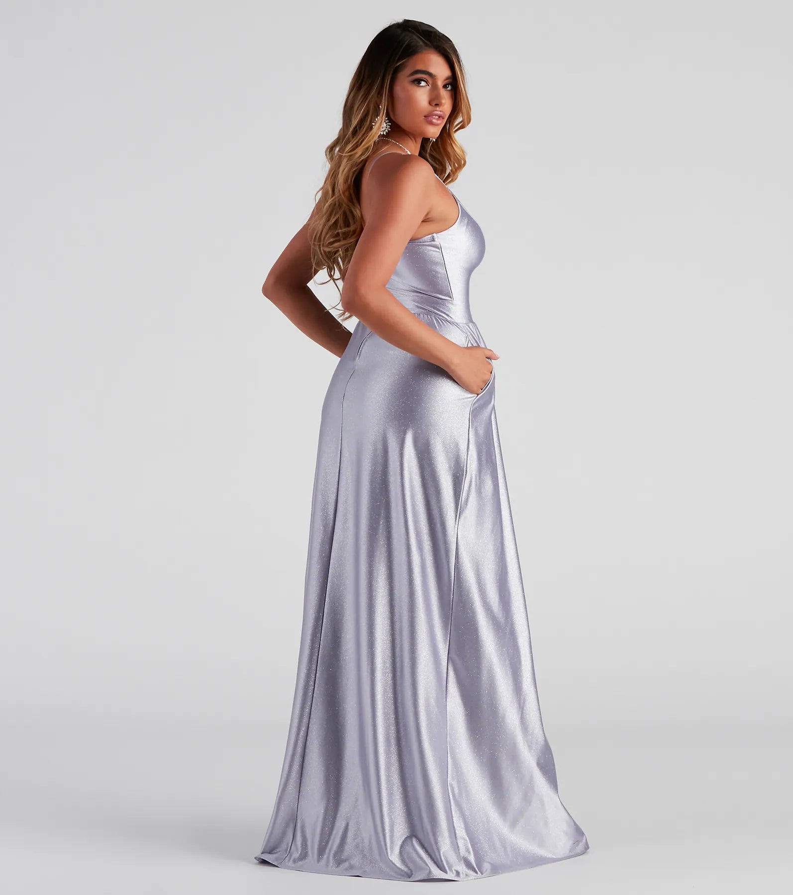 Riley Glitter Satin A-Line Formal Dress - Image 2