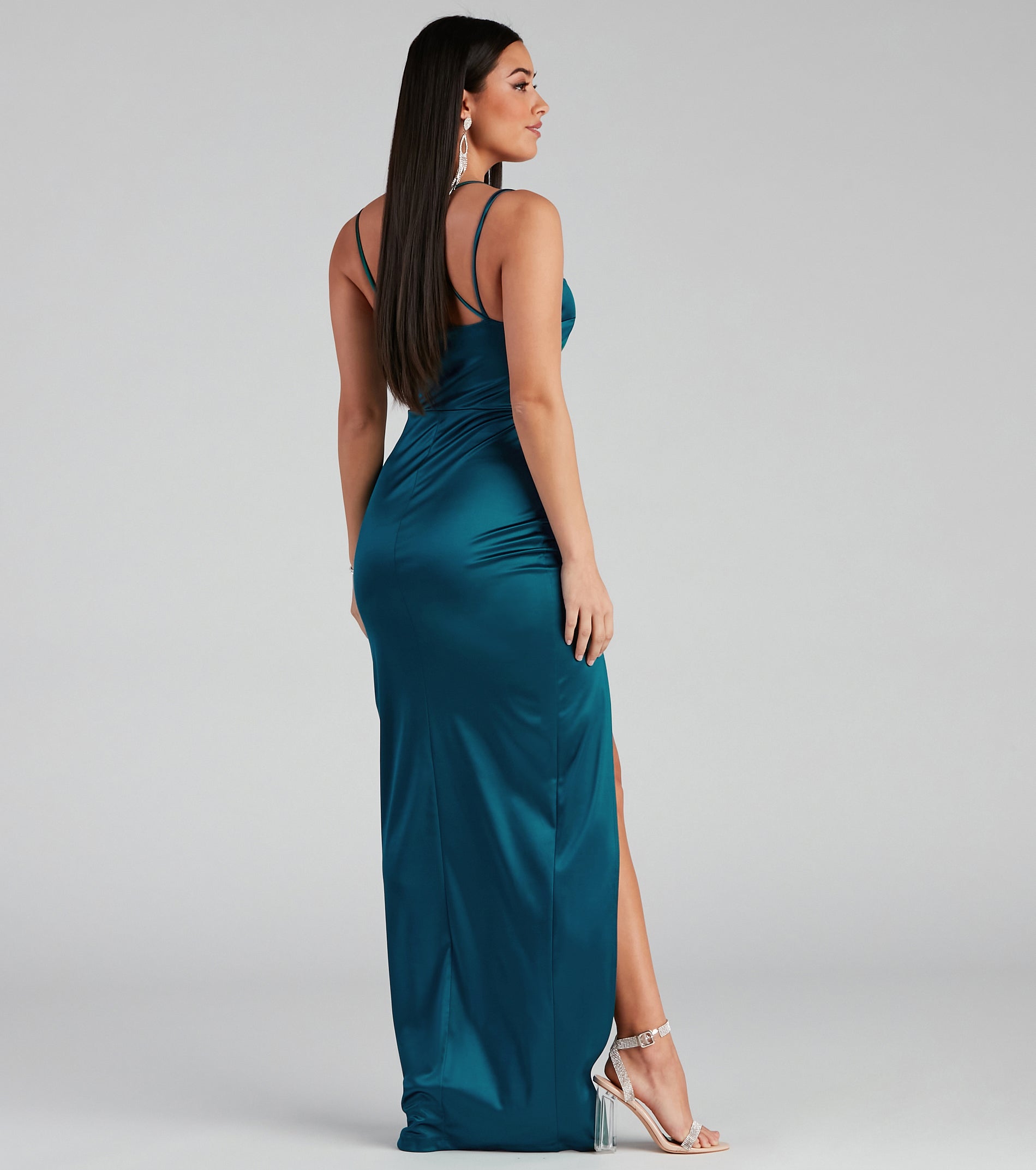 Selena High-Slit Satin Formal Dress - Image 2