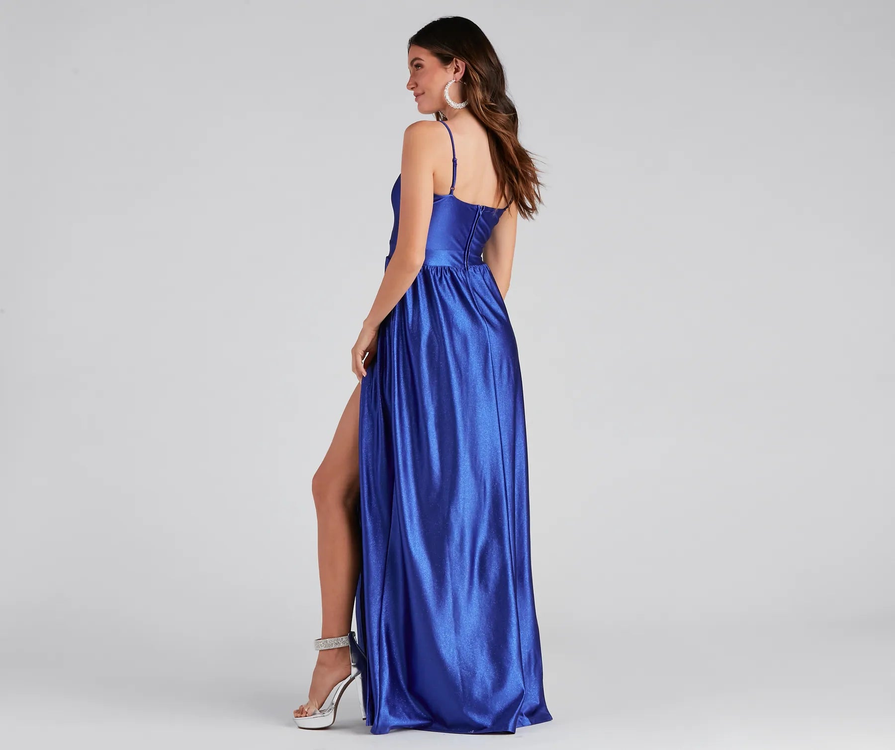 Riley Glitter Satin A-Line Formal Dress - Image 6