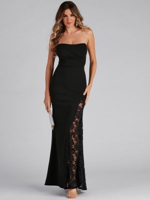 Clyde Formal Crepe Corset Lace Mermaid Dress