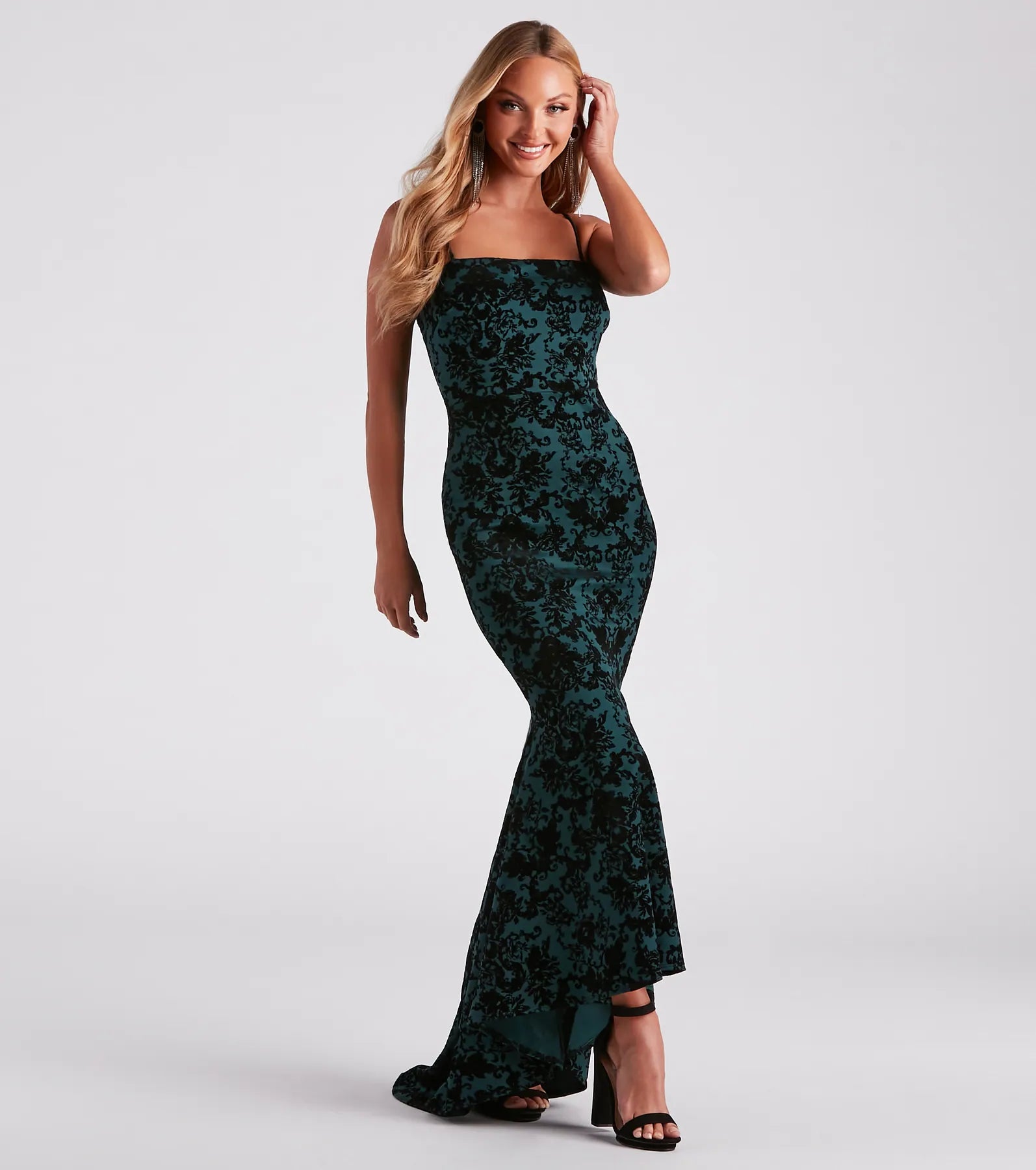Liyah Formal Velvet Ruffle Dress - Image 3