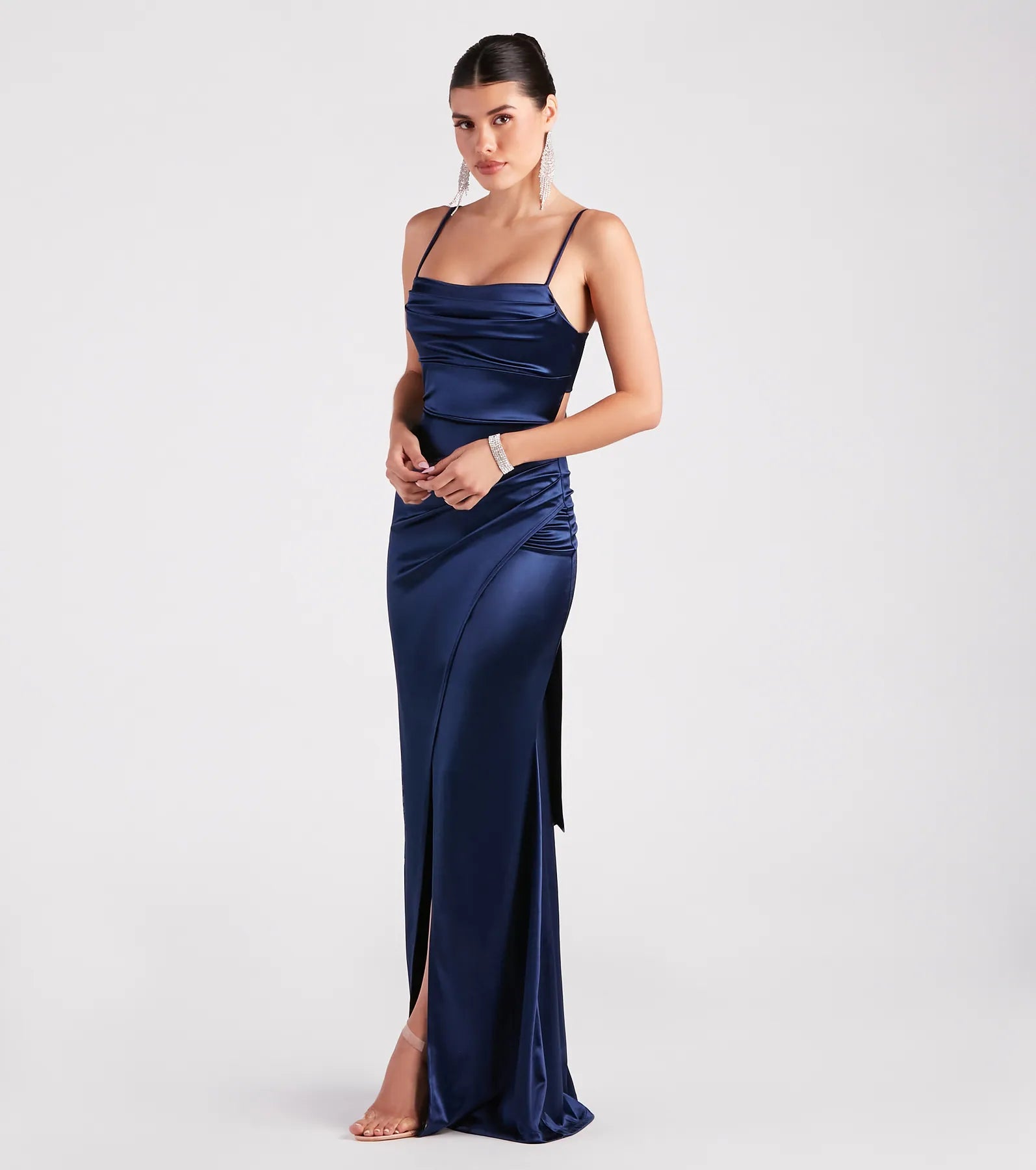 Laurel Formal Satin Tie-Back Mermaid Dress - Image 7