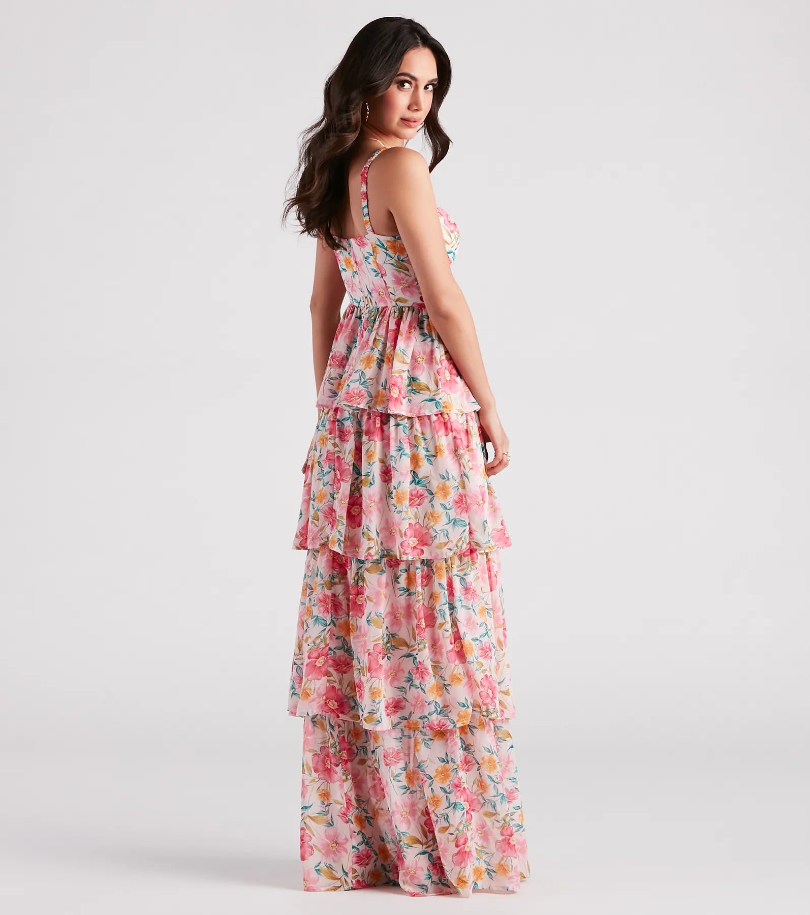 Sheryl Formal Floral Chiffon Ruffle Dress - Image 2