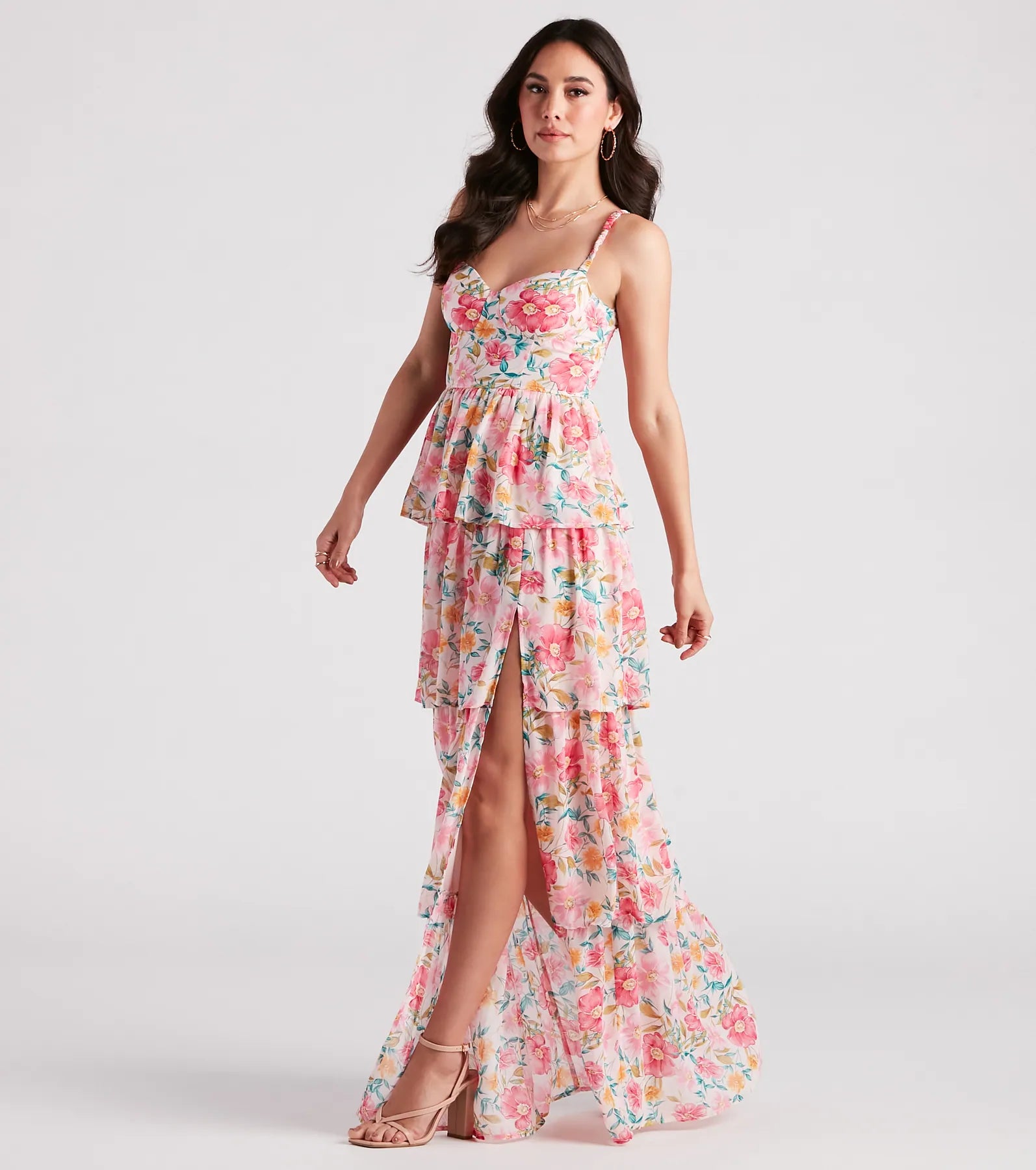 Sheryl Formal Floral Chiffon Ruffle Dress - Image 3