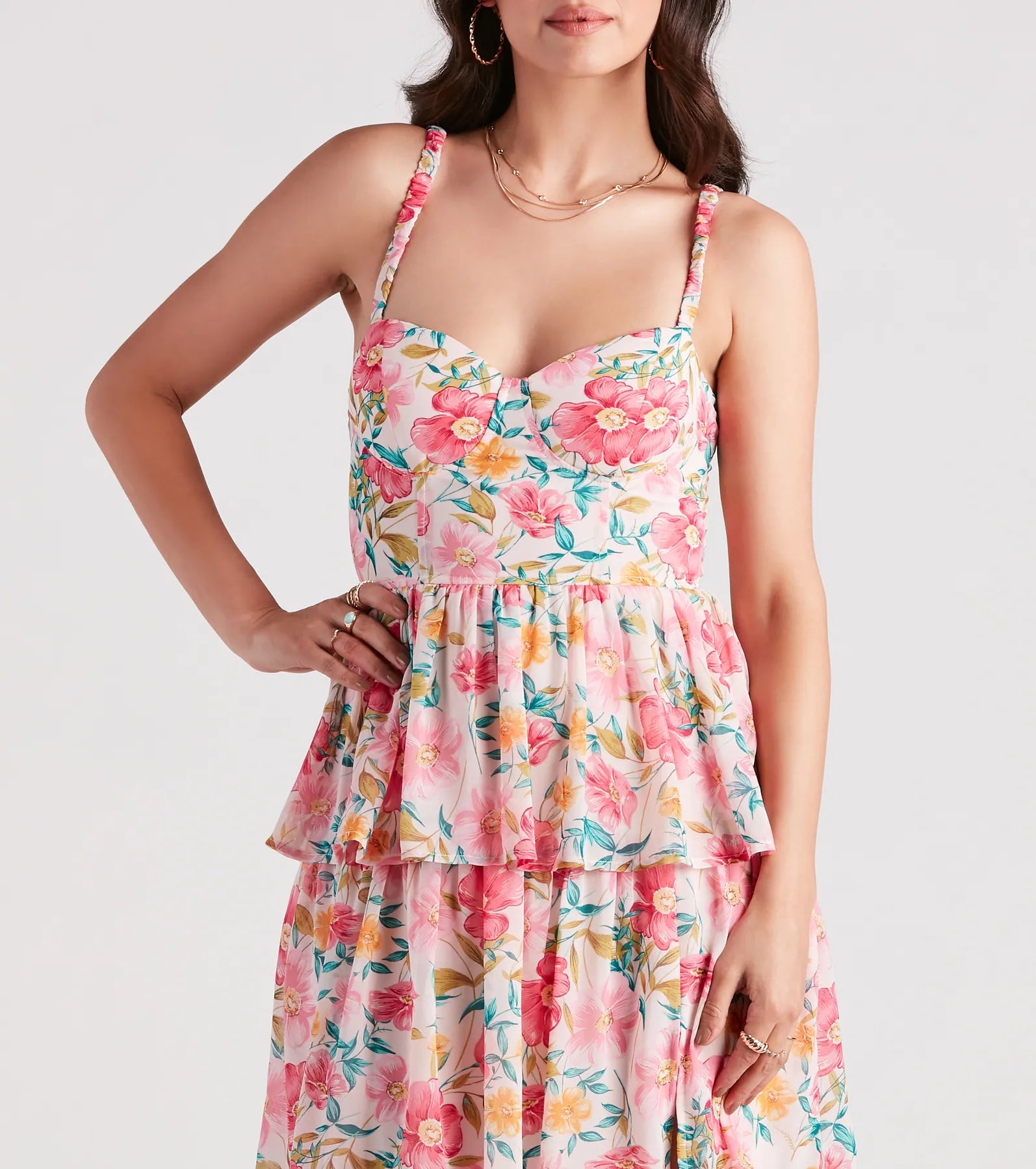 Sheryl Formal Floral Chiffon Ruffle Dress - Image 4