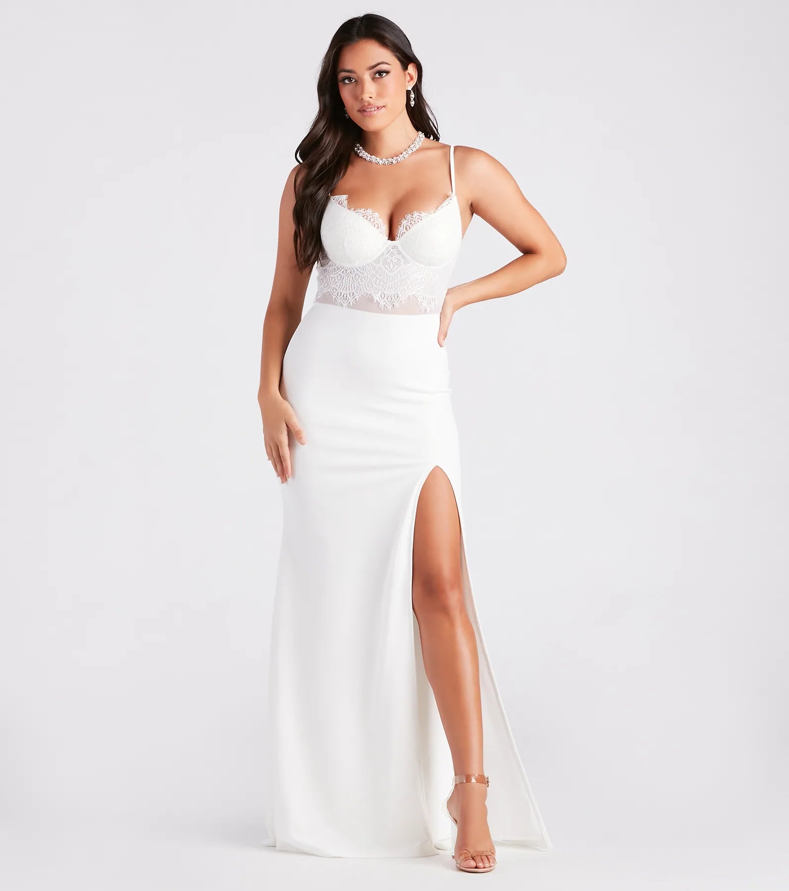 Corrine Sheer Lace High Slit Mermaid Dress - Image 5