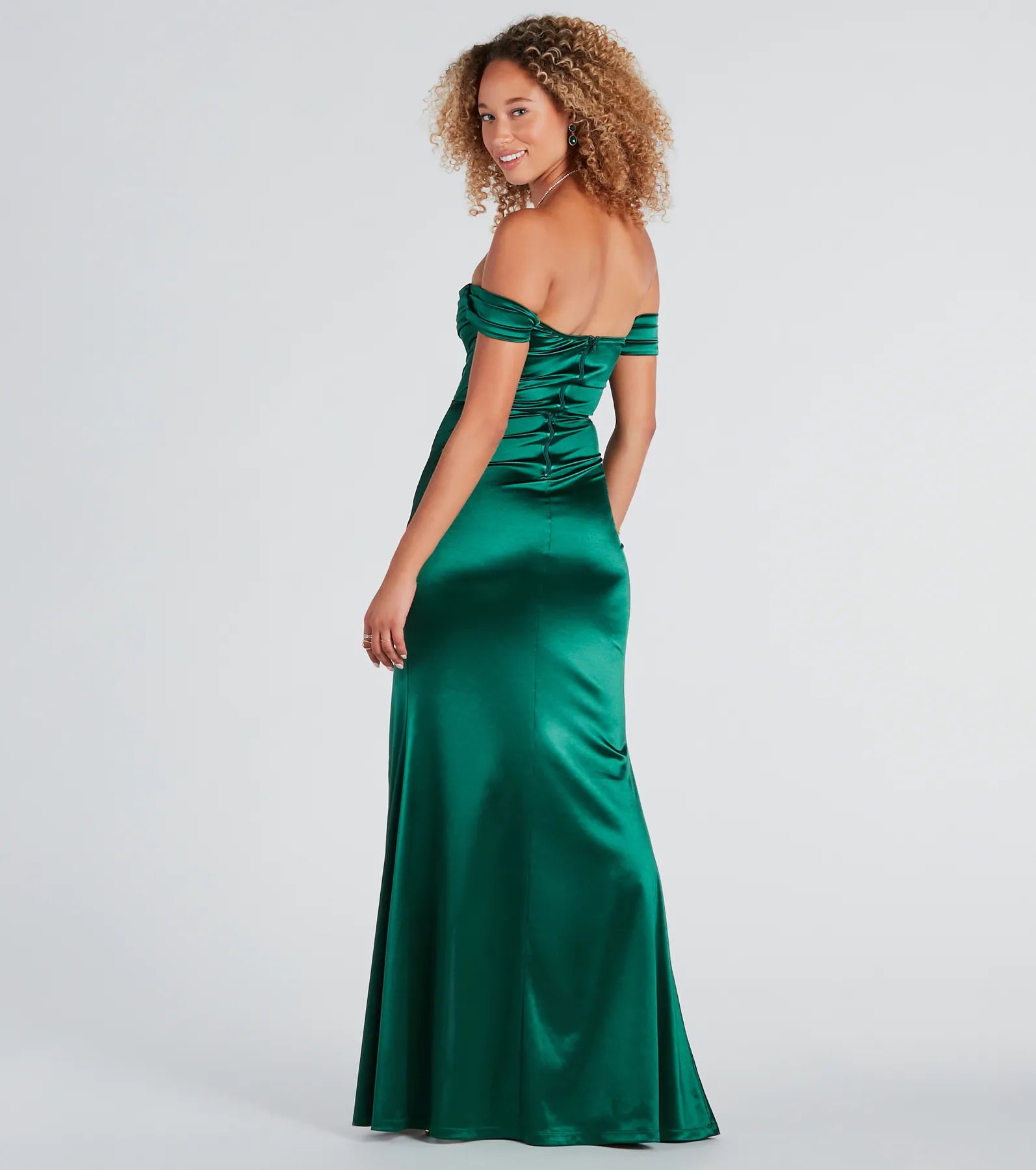 Albi Formal Satin Pleated Mermaid Long Dress - Image 3