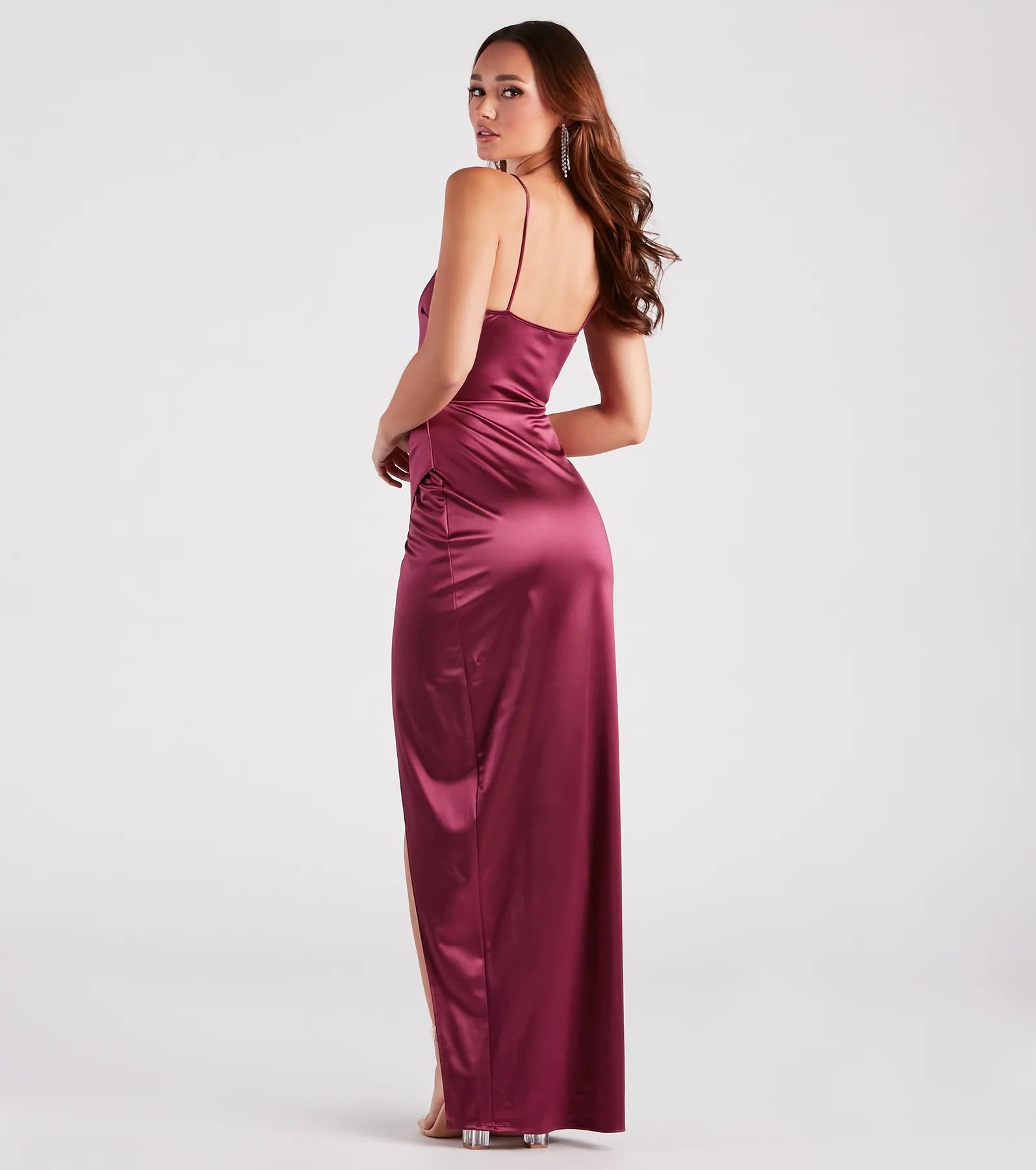 Mayra Formal Satin Slit Long Dress - Image 30