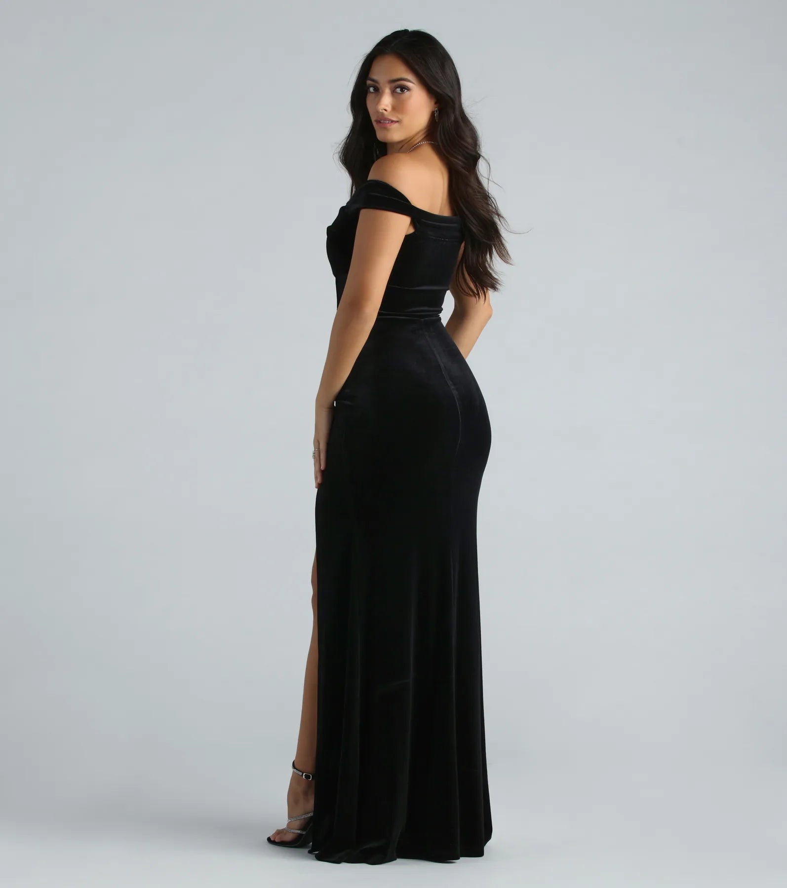 Frances Formal Velvet Off The Shoulder Dress - Image 2