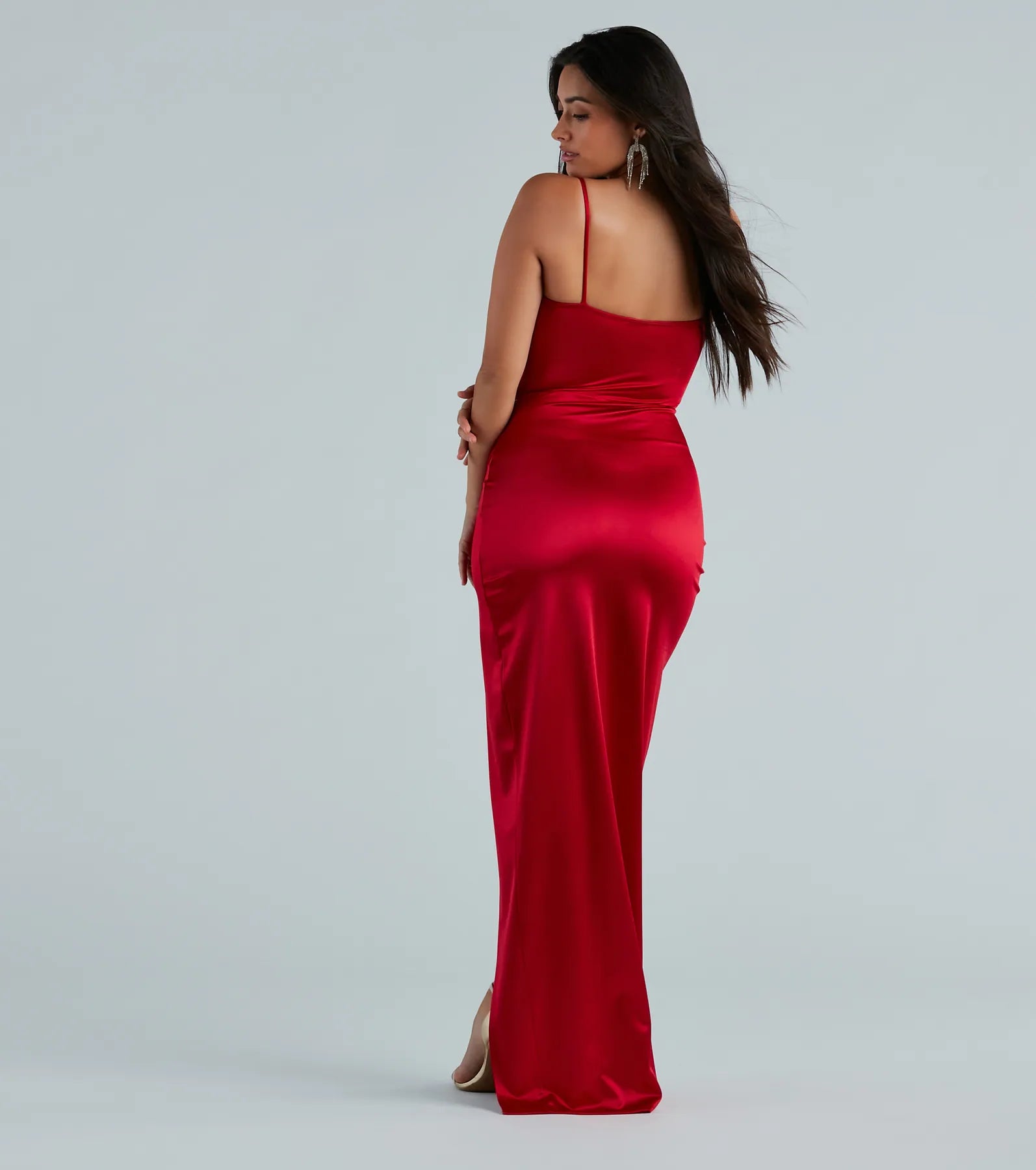 Mayra Formal Satin Slit Long Dress - Image 6
