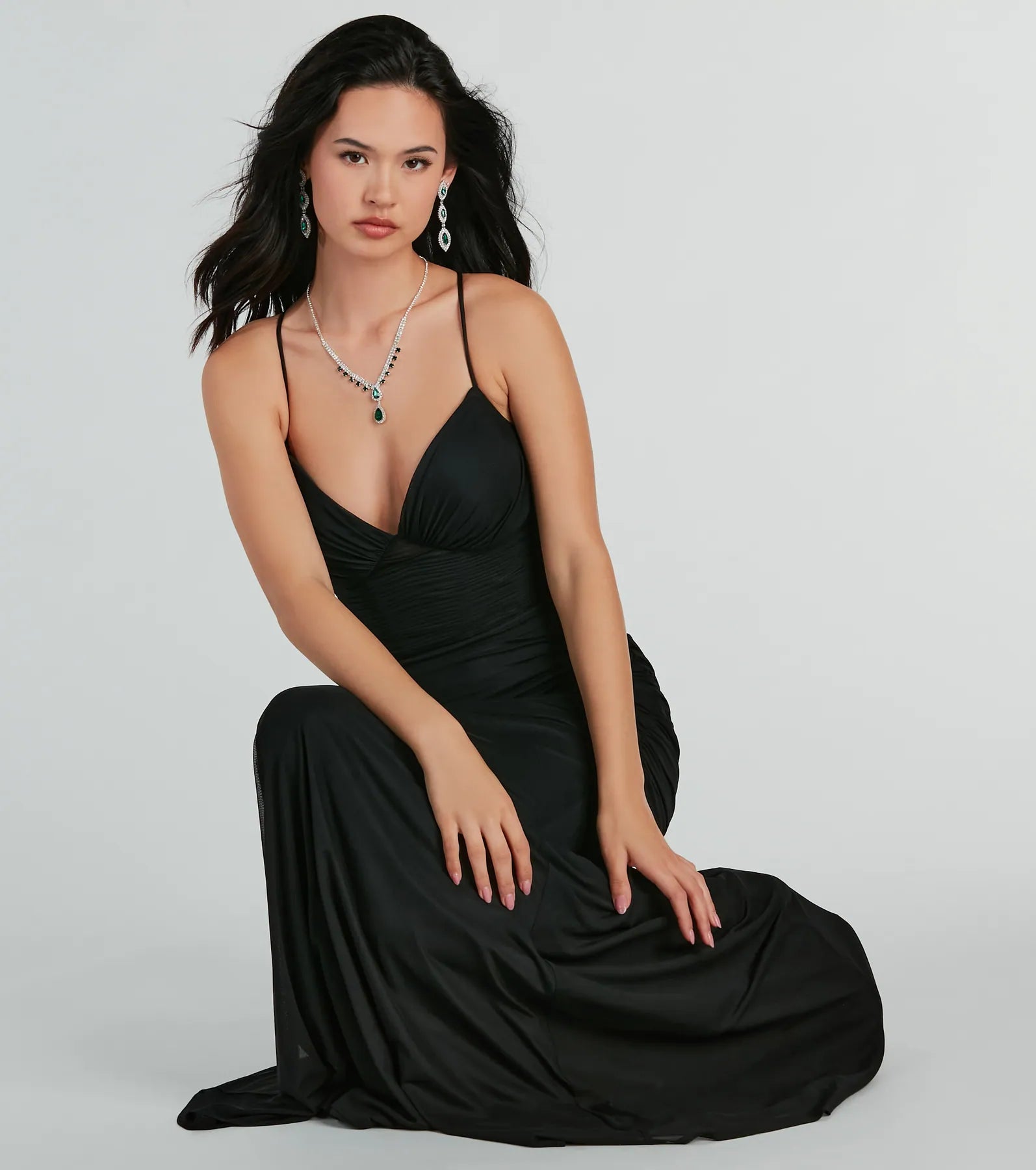 Lexi Formal Mesh Lace-Up Mermaid Long Dress - Image 5
