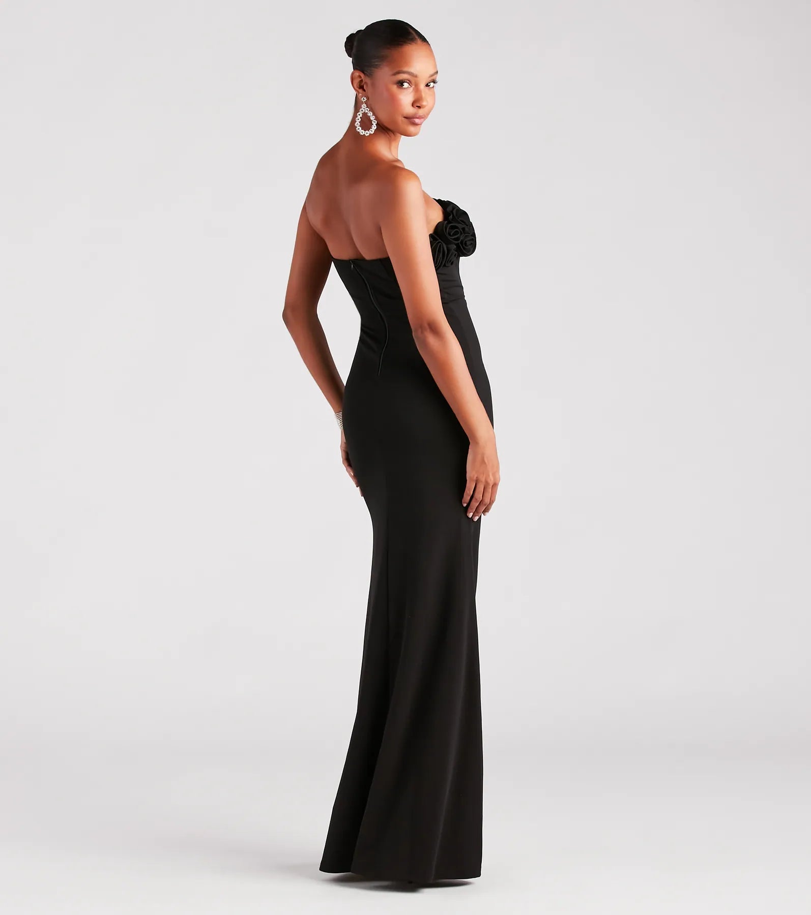 Paula Formal Crepe Rose Strapless Mermaid Dress - Image 2