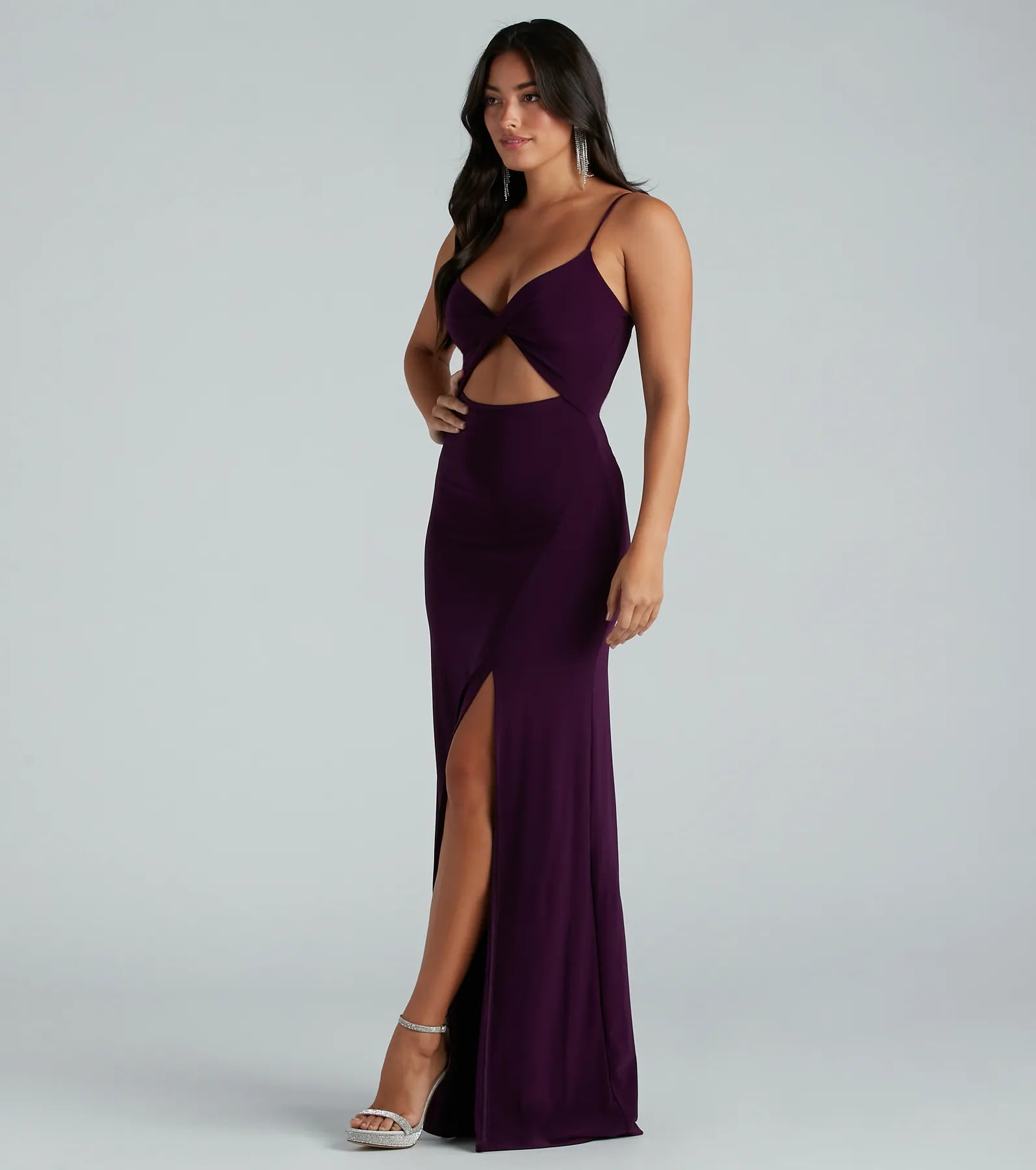 Cindy Formal V-Neck Cutout A-Line Long Dress - Image 3