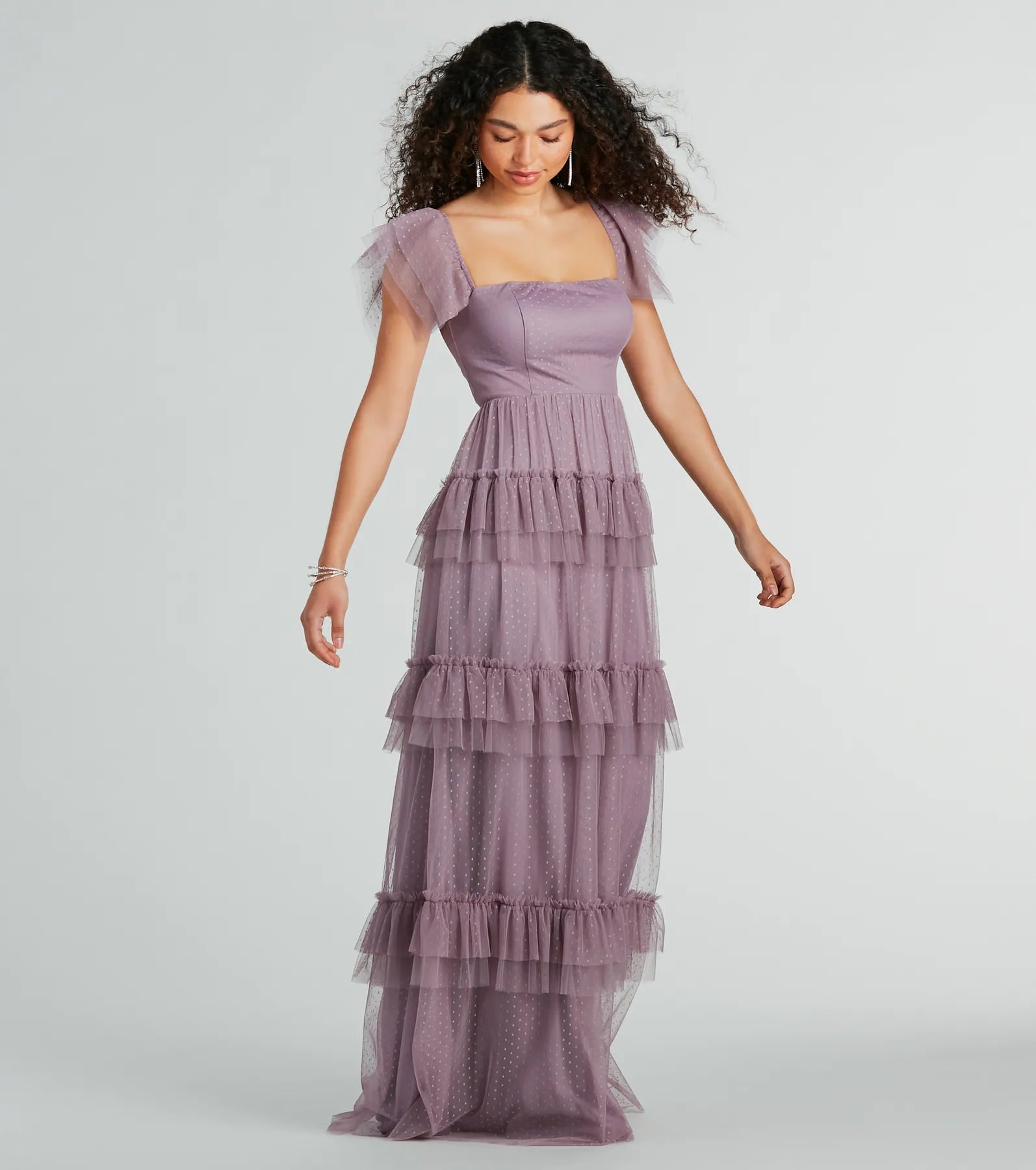 Arylee Polka Dot A-Line Ruffle Tulle Formal Dress - Image 3