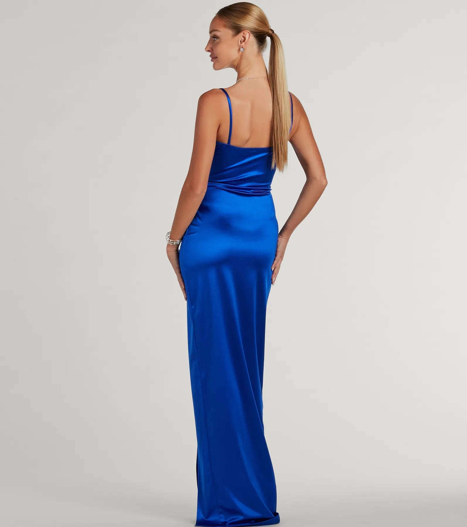 Mayra Formal Satin Slit Long Dress - Image 38