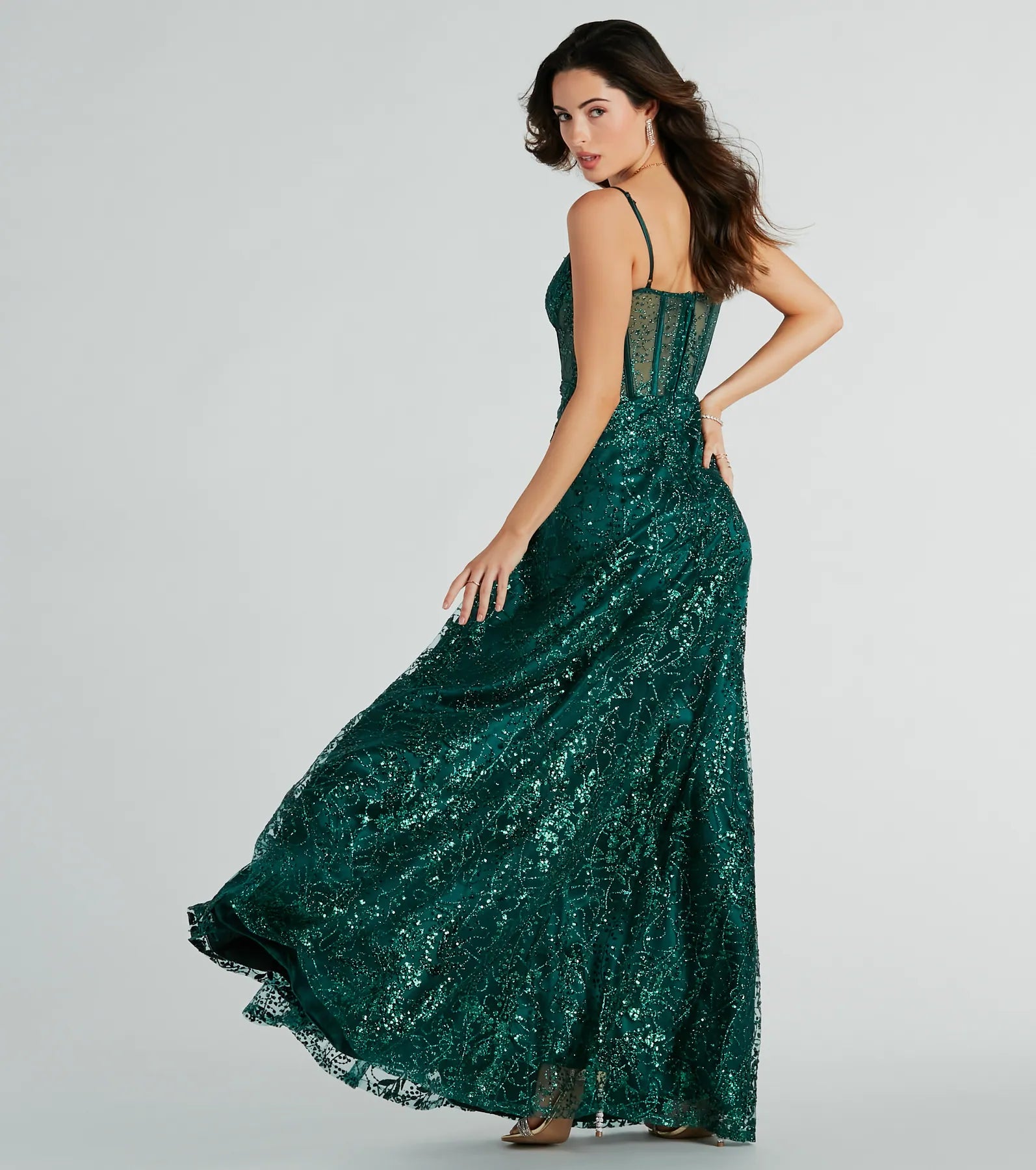 Lauren Sweetheart A-Line Glitter Sequin Dress - Image 2