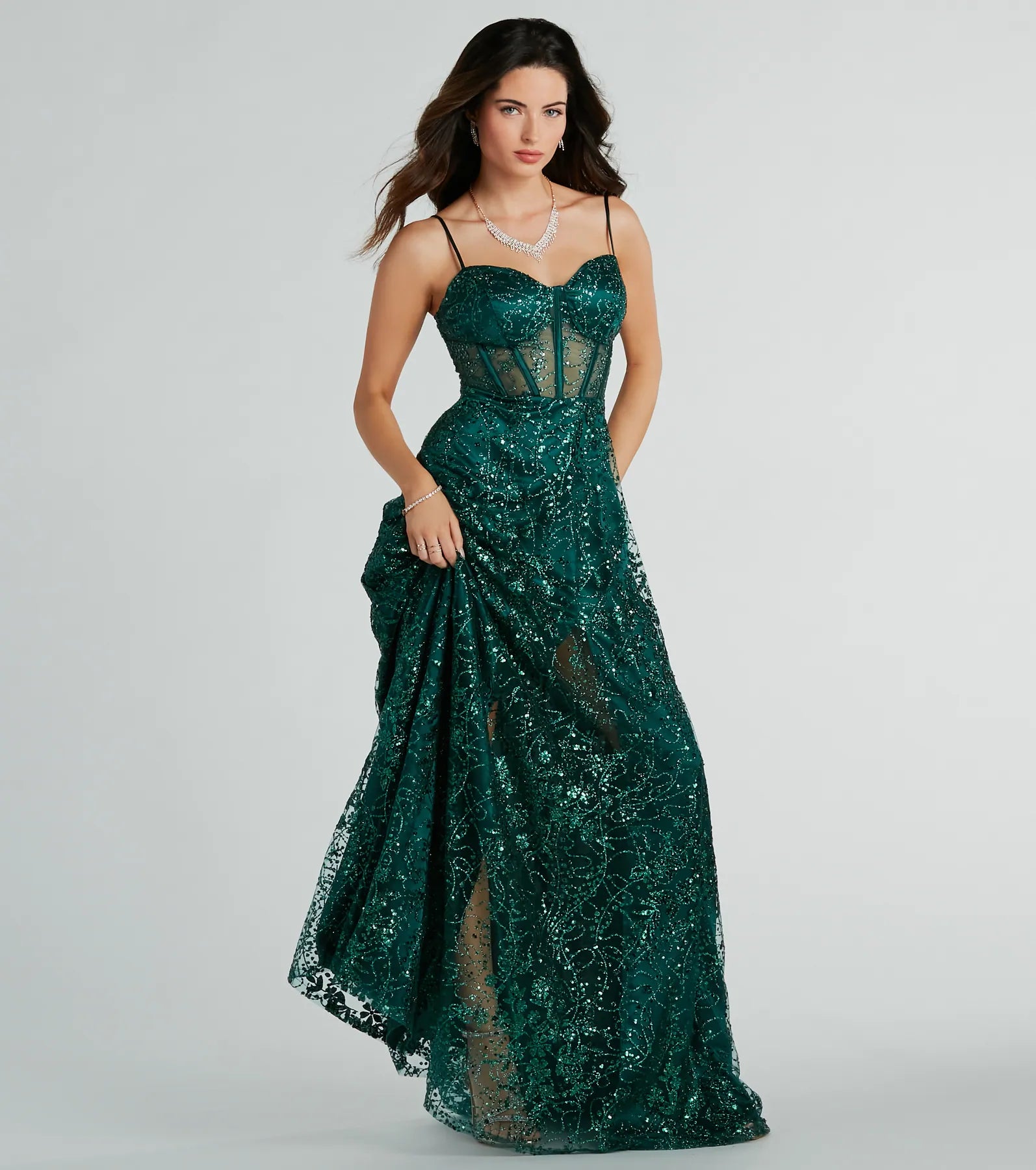 Lauren Sweetheart A-Line Glitter Sequin Dress - Image 3