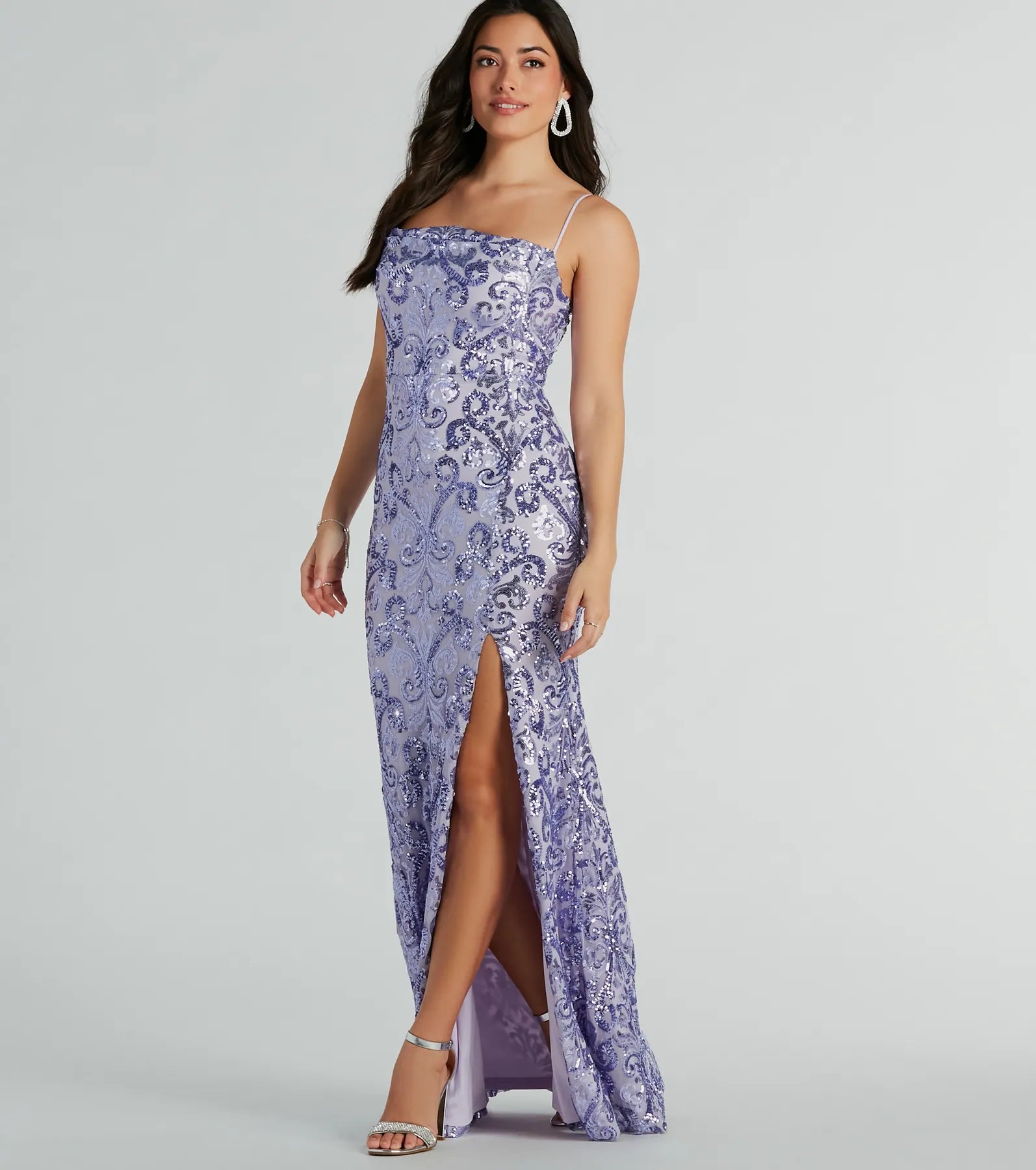 Tori Cowl Neck Mermaid Sequin Mesh Formal Dress - Image 5