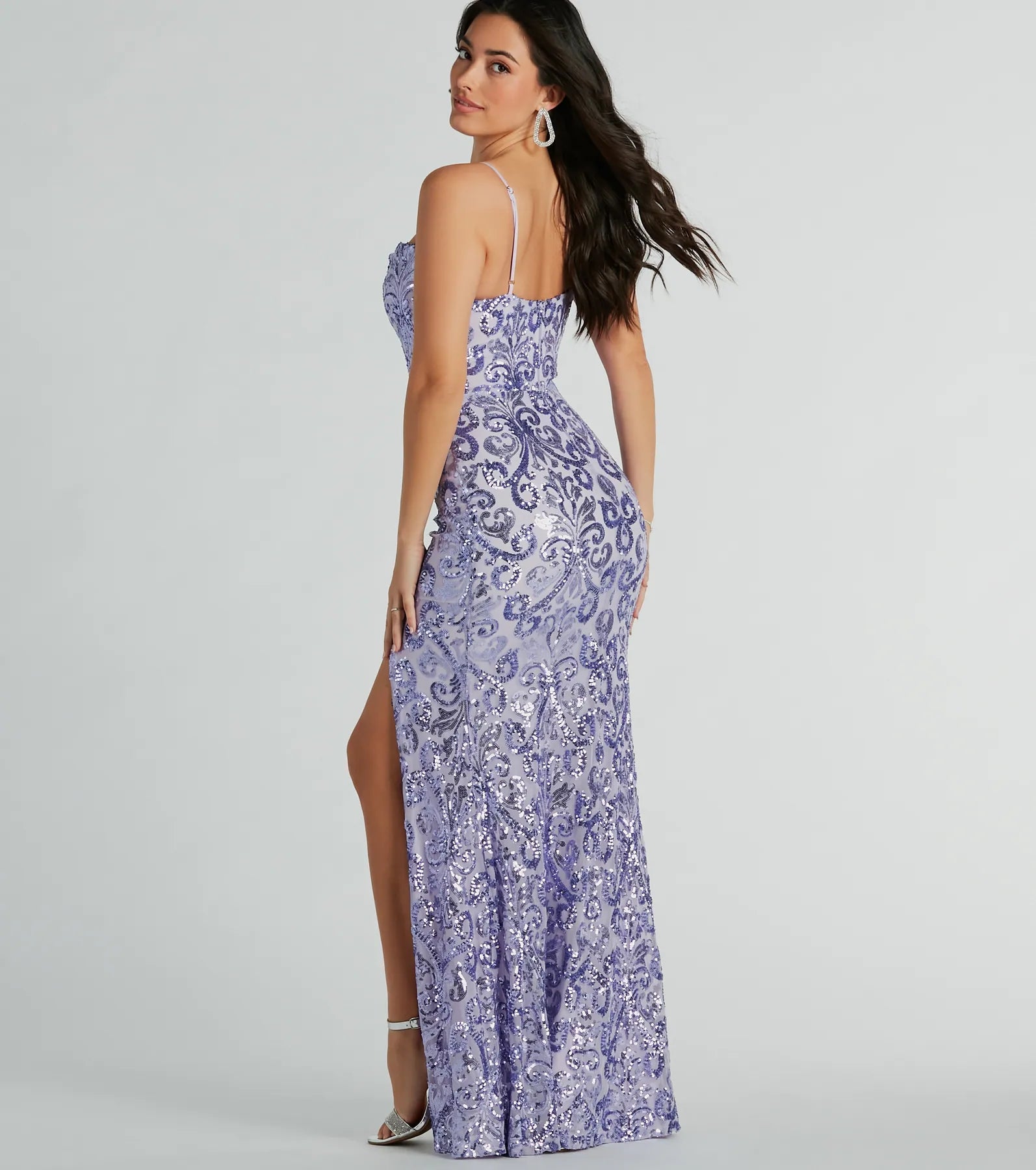 Tori Cowl Neck Mermaid Sequin Mesh Formal Dress - Image 6