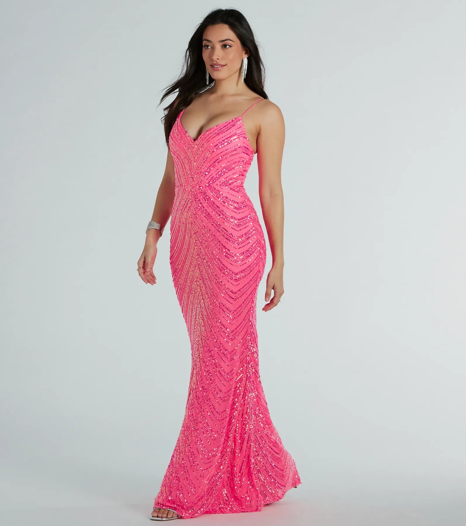 May V-Neck Mermaid Sequin Long Formal Dress - Image 4
