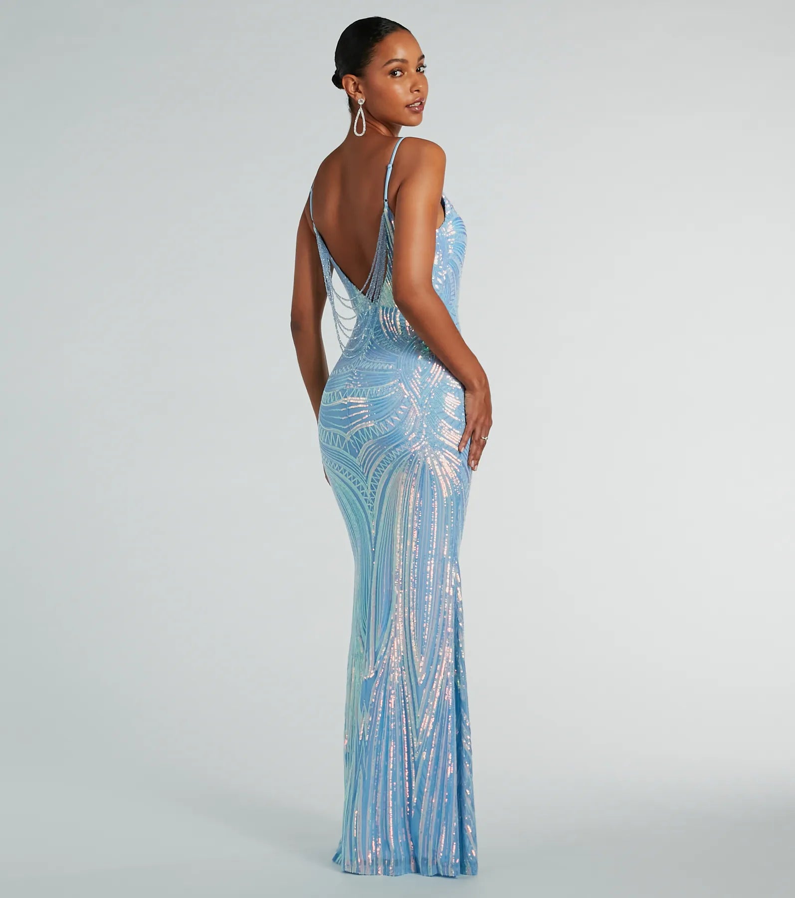 Pauline Formal Sequin Draped Bead Bodycon Dress - Image 6