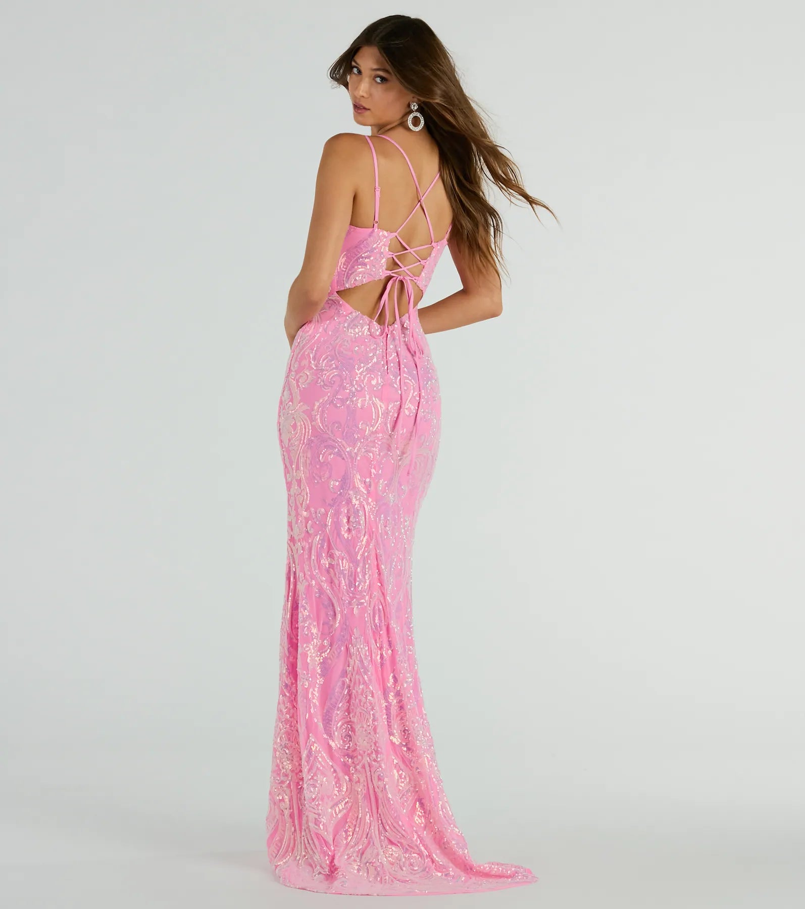 Jessa Lace-Up Mermaid Sequin Formal Dress - Image 7
