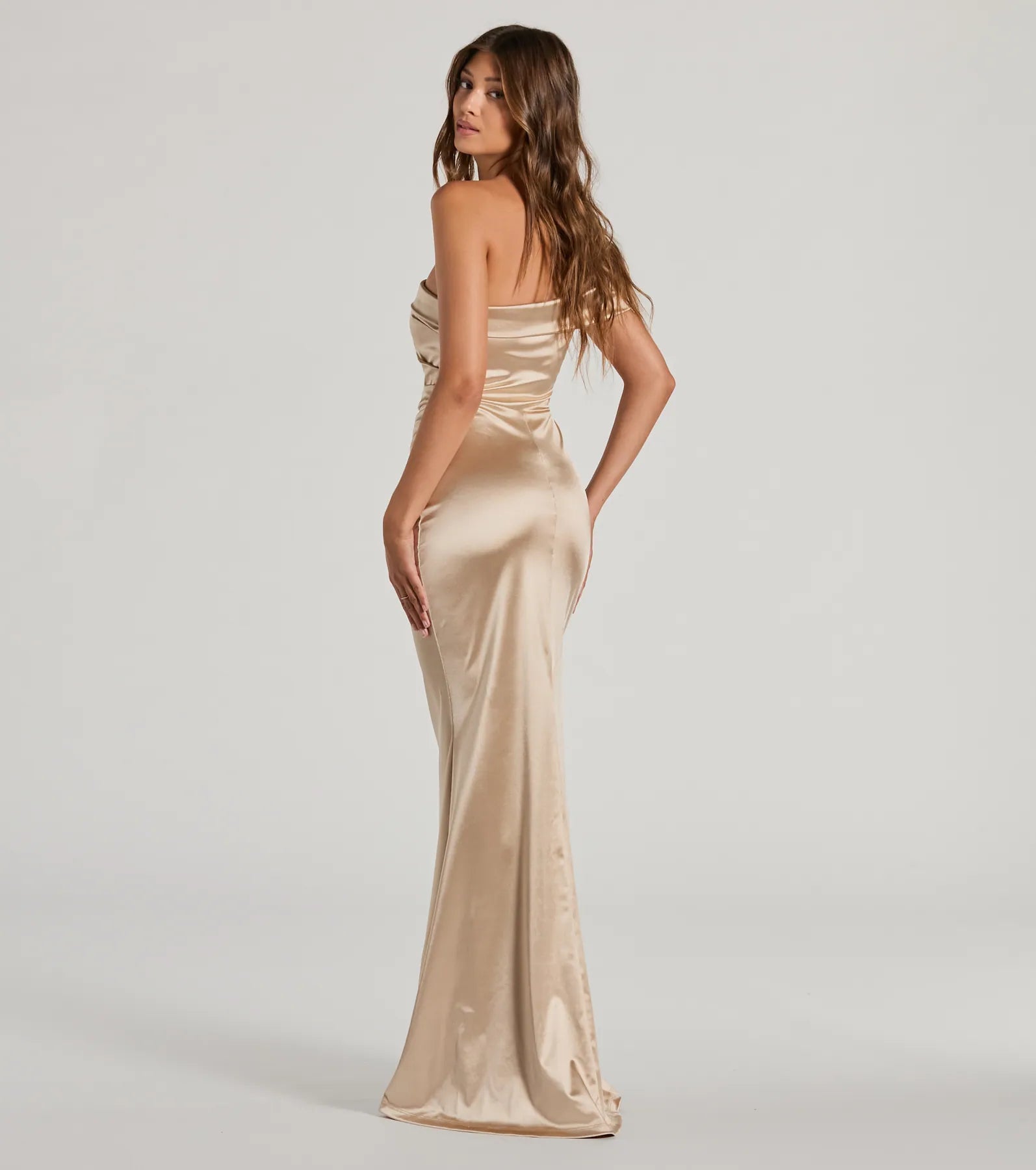 Zoey Formal One-Shoulder Satin Mermaid Dress - Image 10