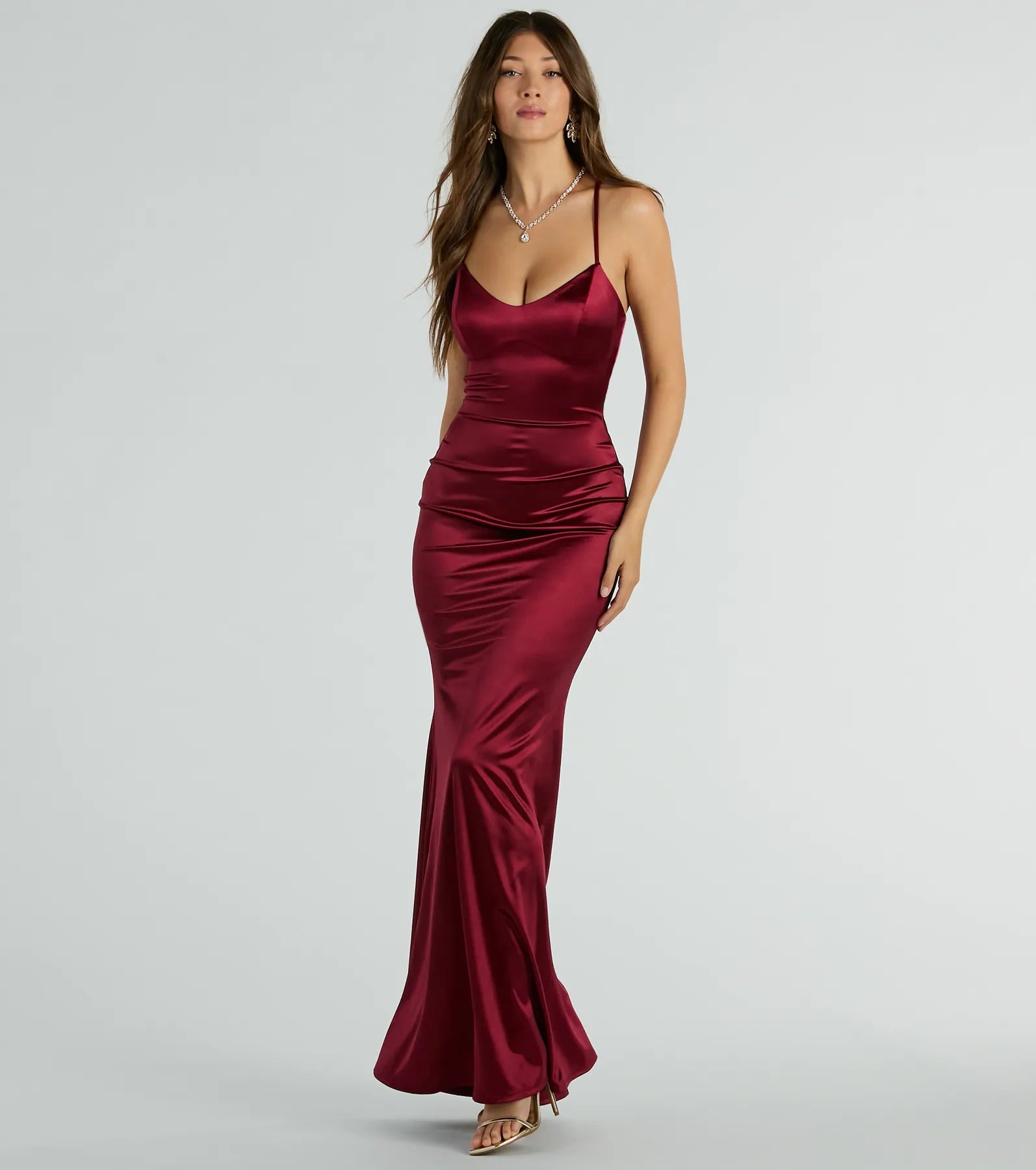 Emmie Lace-Up Mermaid Satin Formal Dress - Image 5