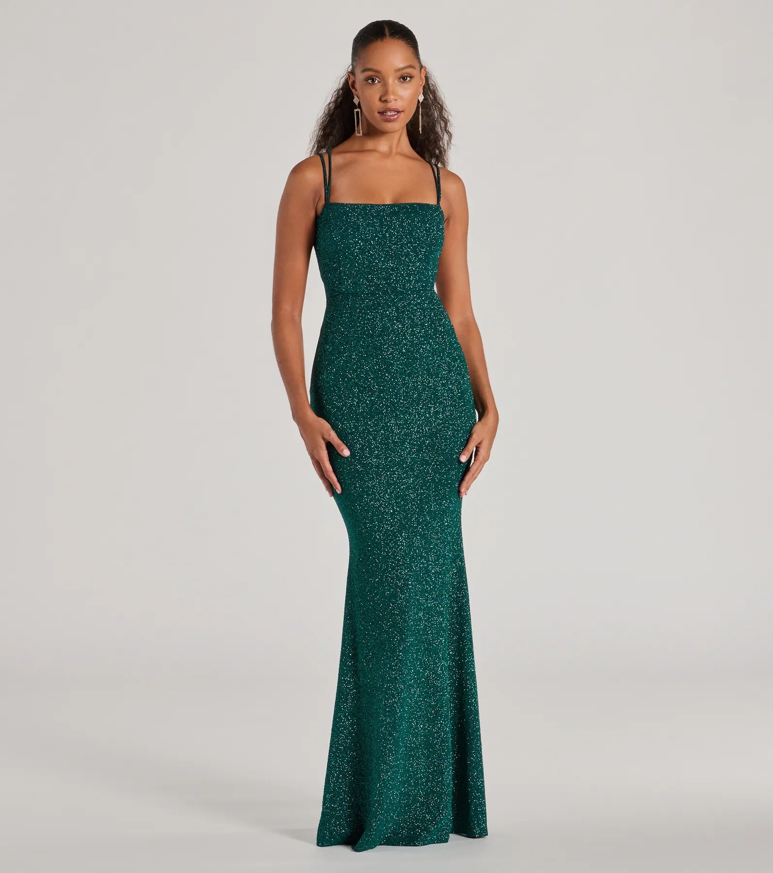 Jade Lace-Up Mermaid Glitter Formal Dress - Image 5