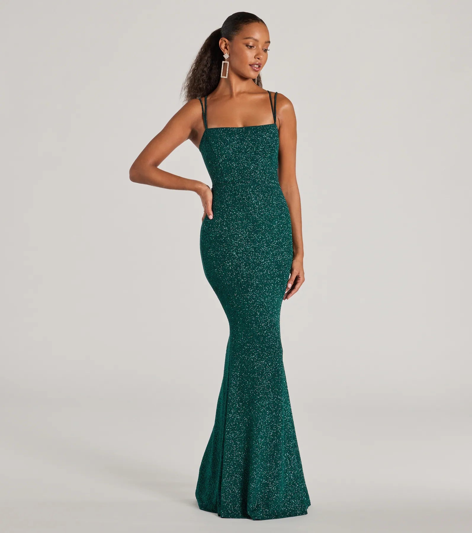 Jade Lace-Up Mermaid Glitter Formal Dress - Image 8