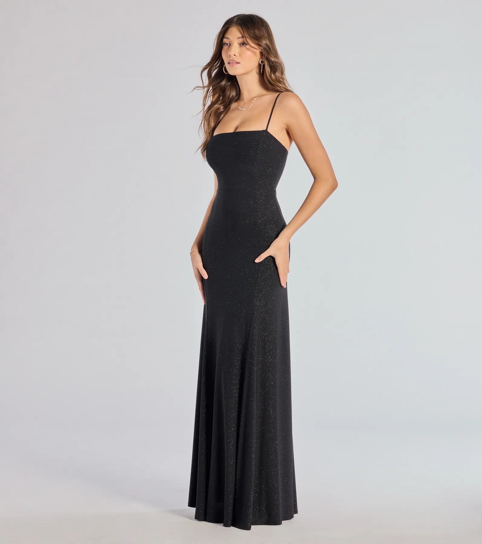 Wendy Sleeveless A-Line Glitter Formal Dress - Image 4