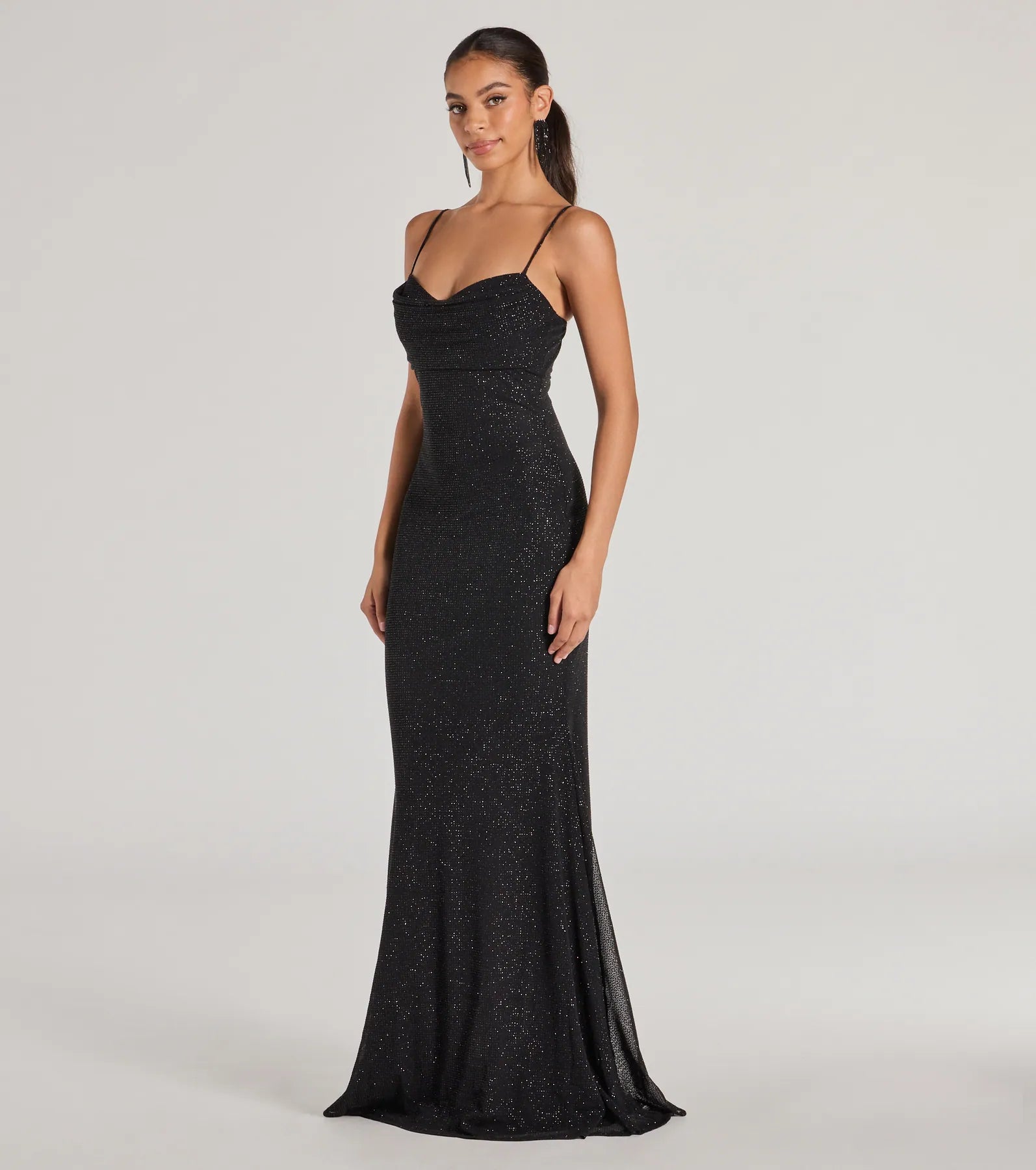 Aileen Sleeveless Glitter Mesh Mermaid Dress - Image 4