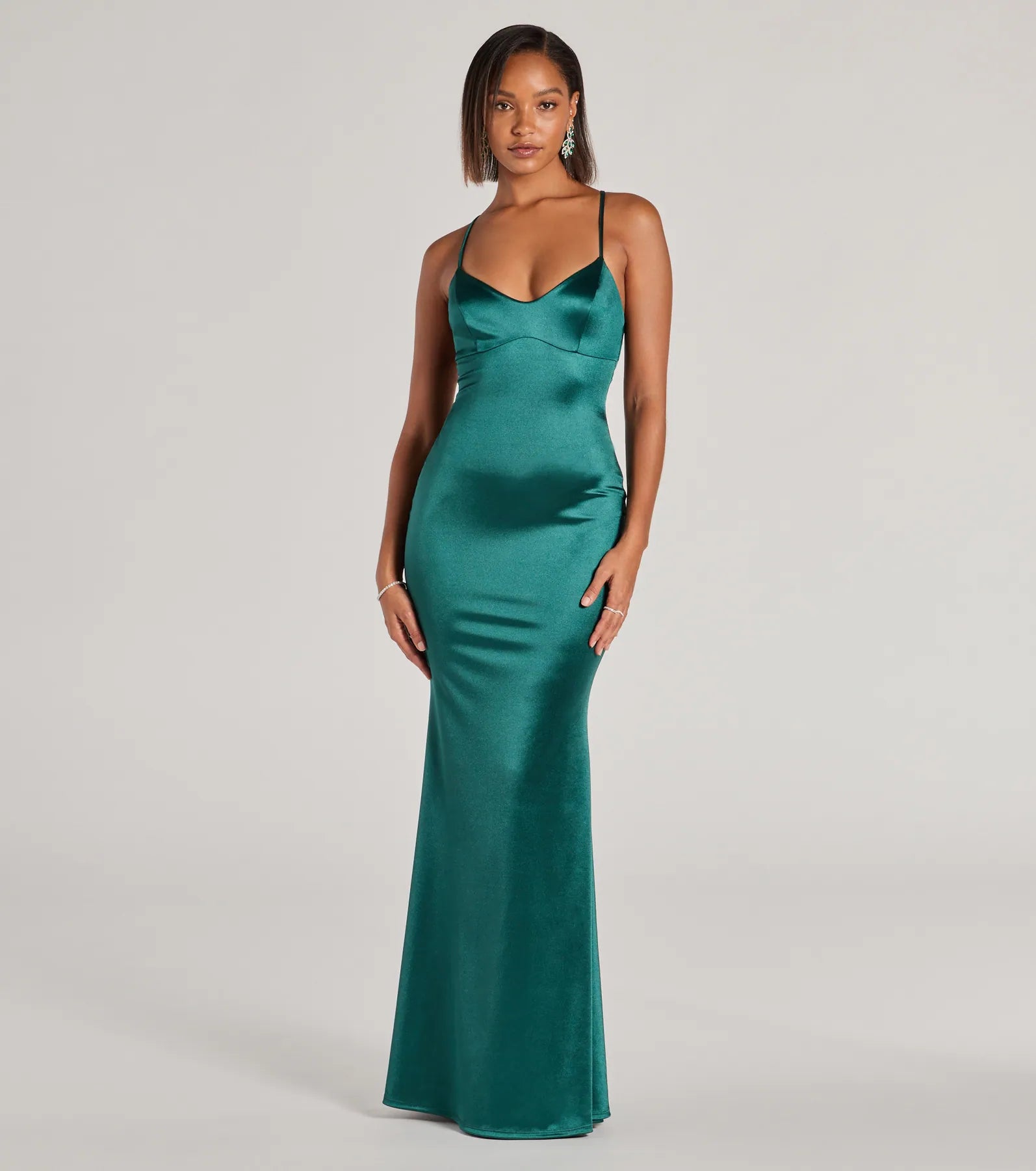 Emmie Lace-Up Mermaid Satin Formal Dress - Image 9