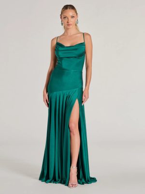 Alaia Cross-Back Pleated A-Line Formal Dress
