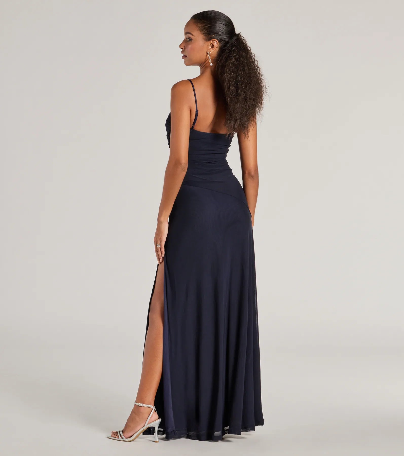 Samira Mesh High Slit A-Line Formal Dress - Image 2