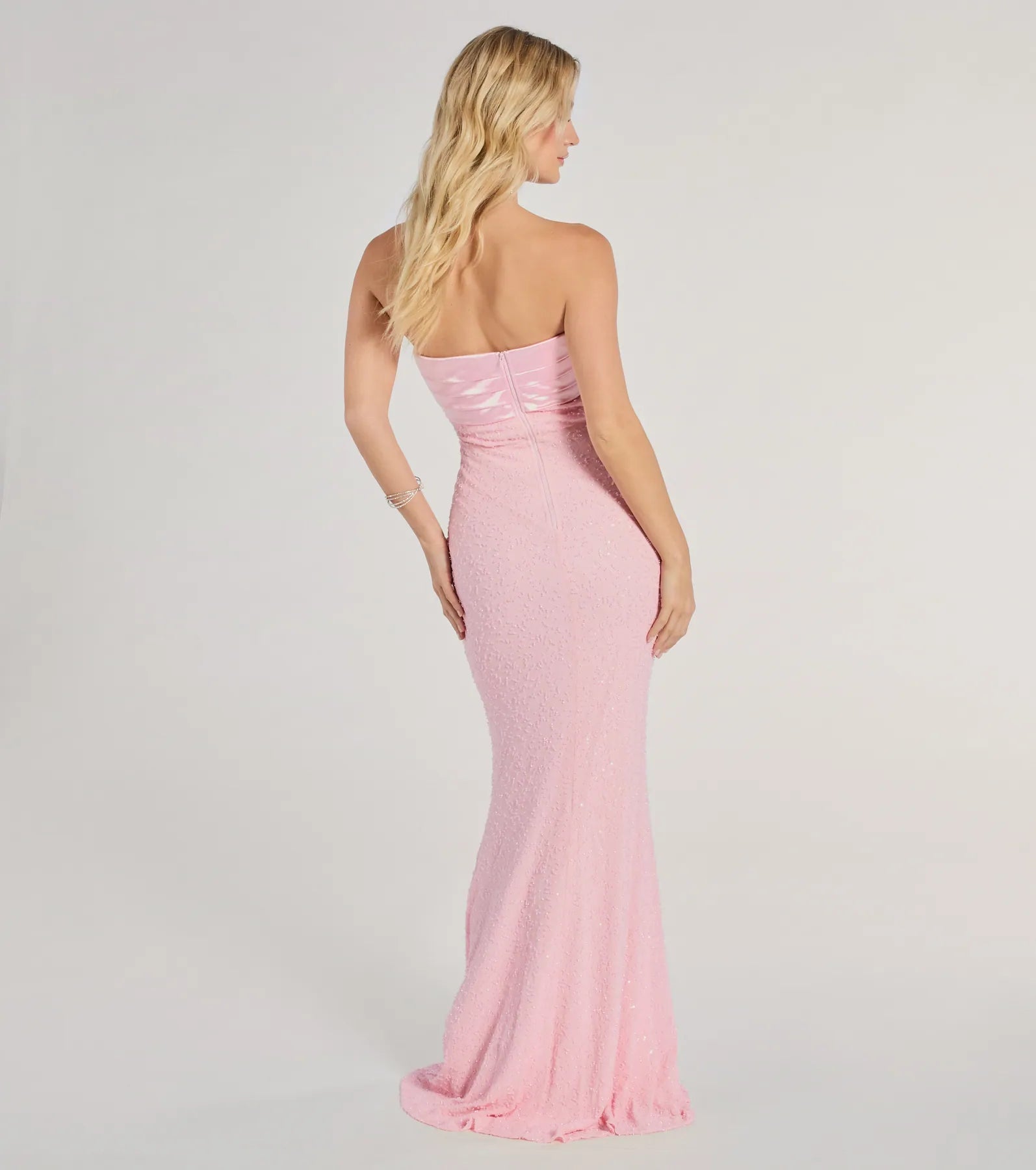 Taryn Strapless Sequin Beaded Mermaid Dress - Image 3