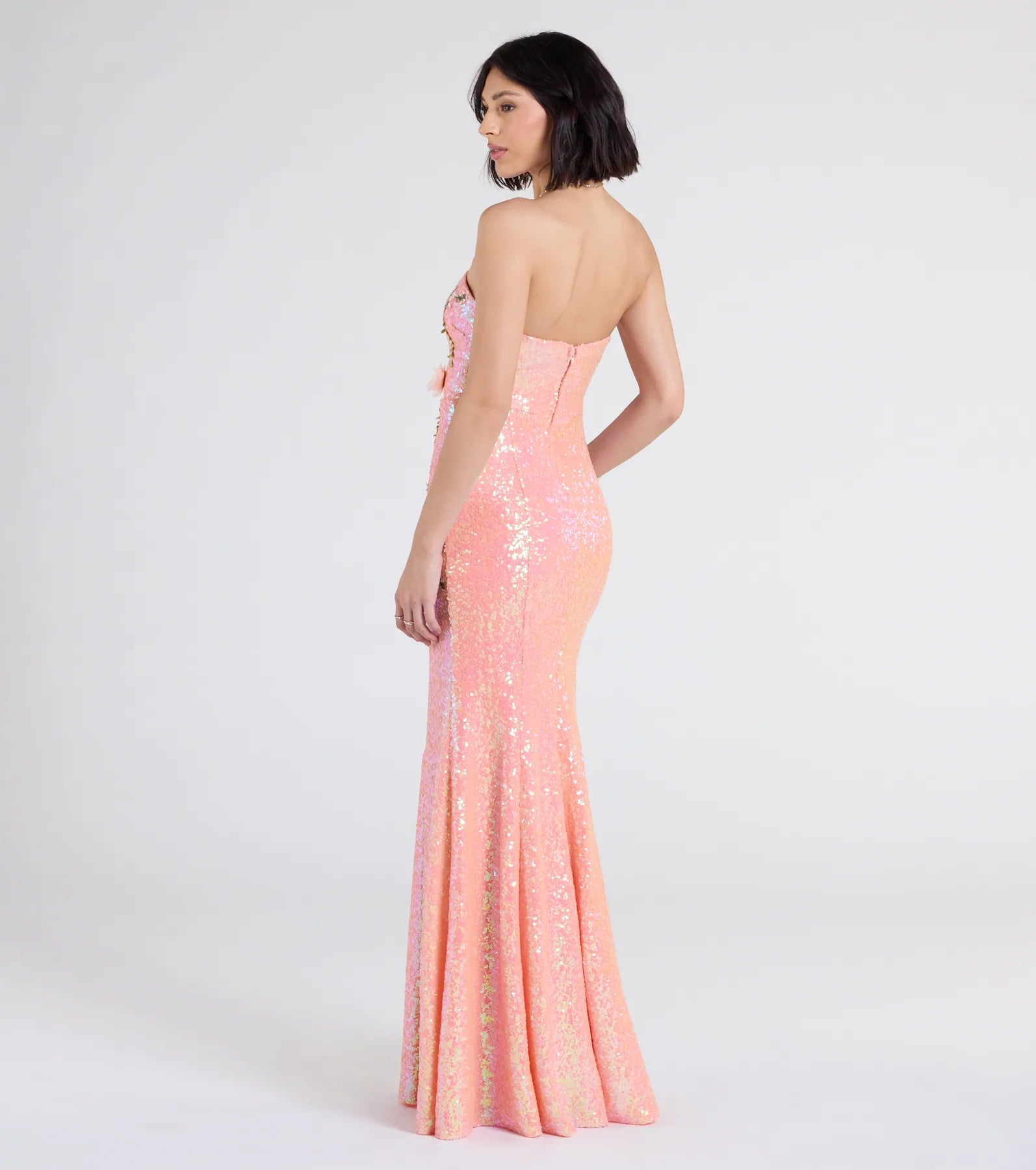 Minerva Strapless Floral Sequin Formal Dress - Image 2
