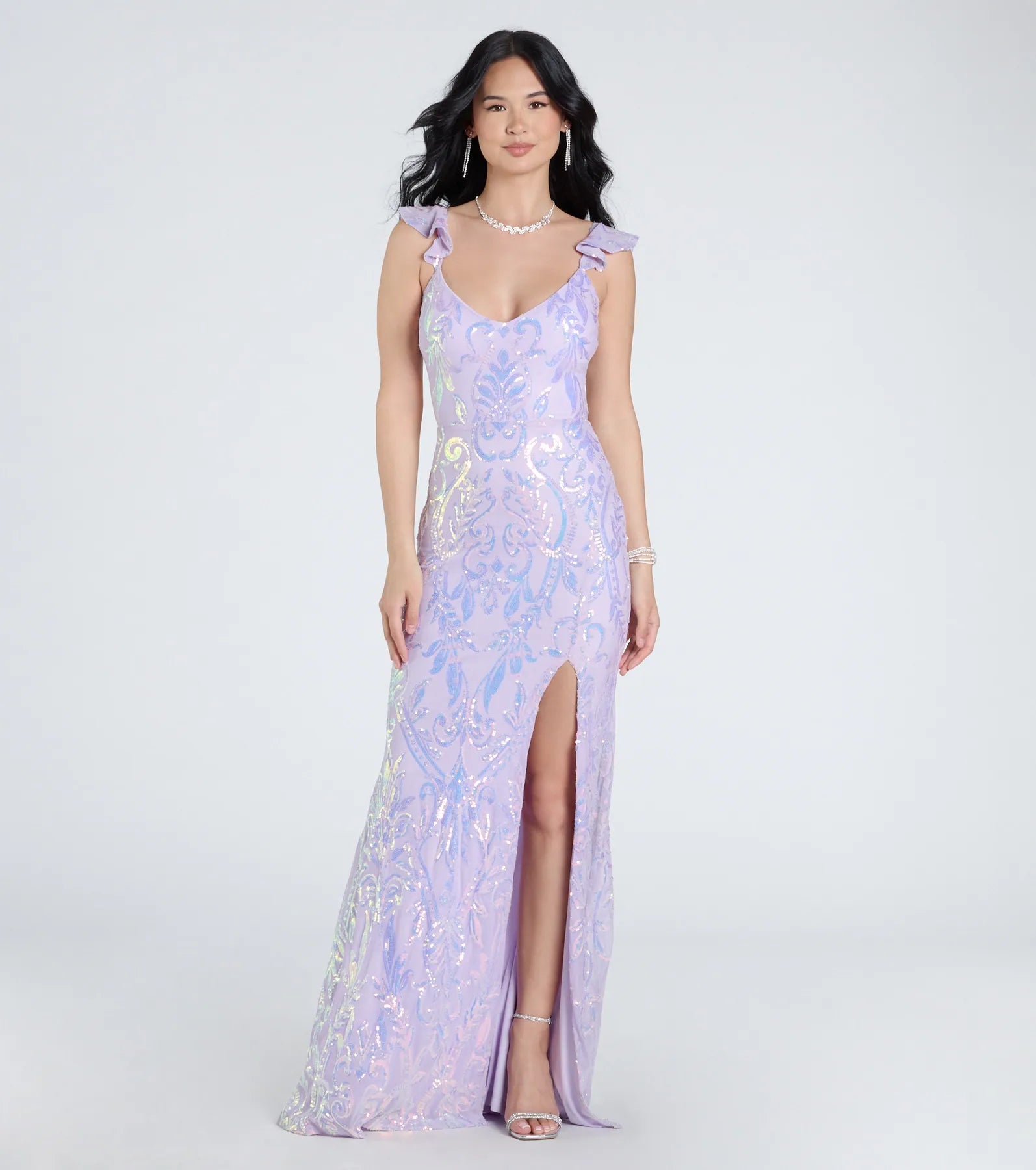 Estella V-Neck Column Long Sequin Formal Dress - Image 14