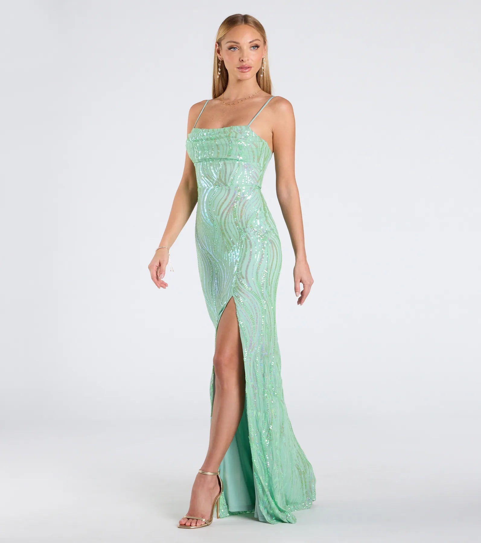 Ashleigh Lace-Up Corset Sequin Formal Dress - Image 8