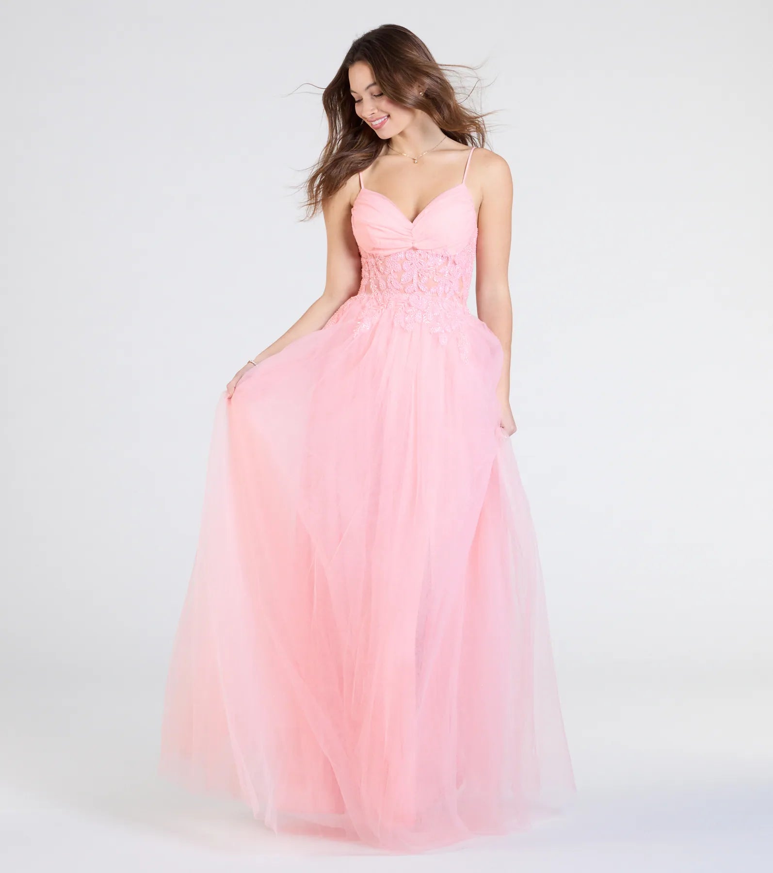 Alia Sequin Applique A-Line Tulle Formal Dress - Image 5