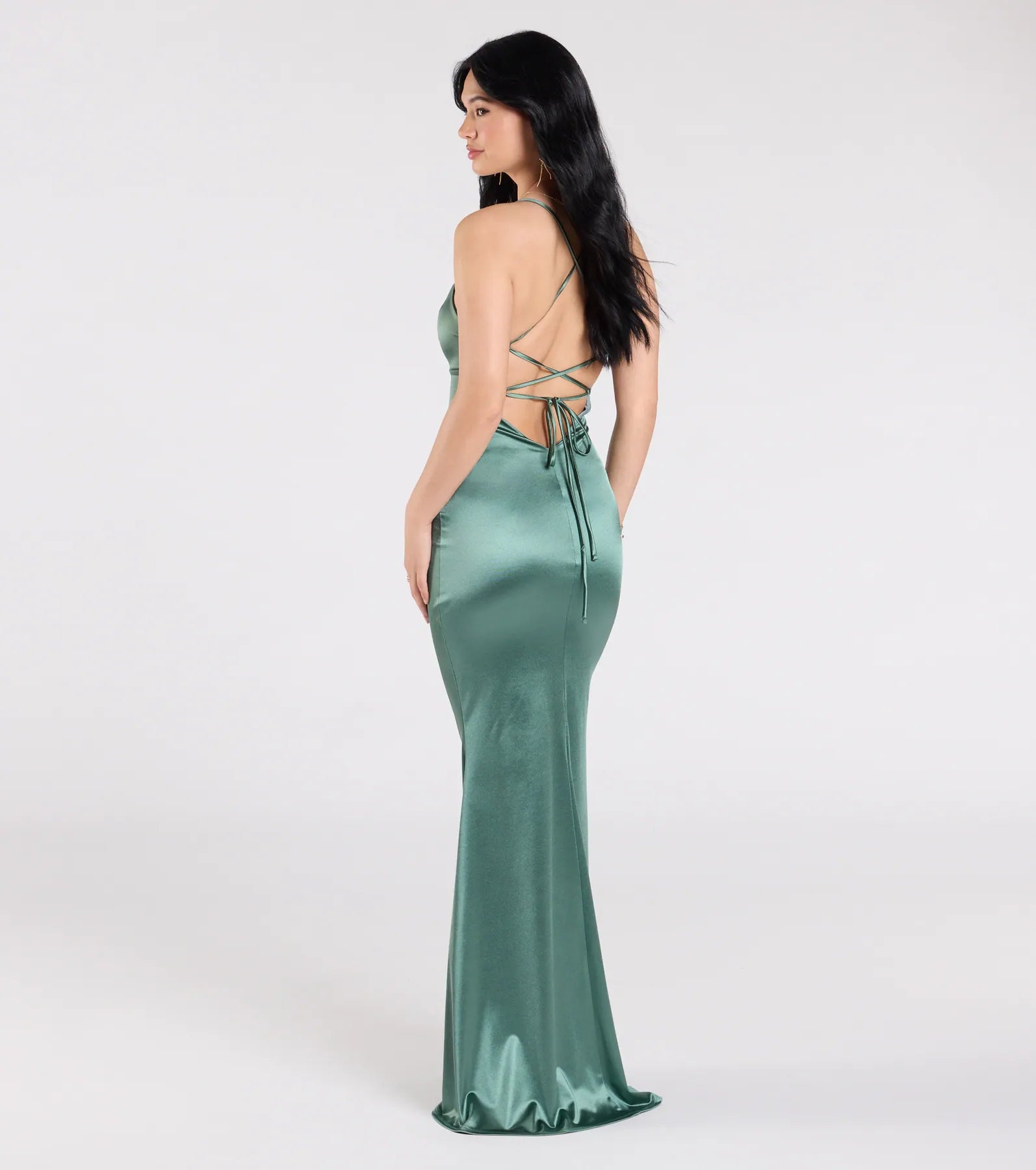 Emmie Lace-Up Mermaid Satin Formal Dress - Image 14