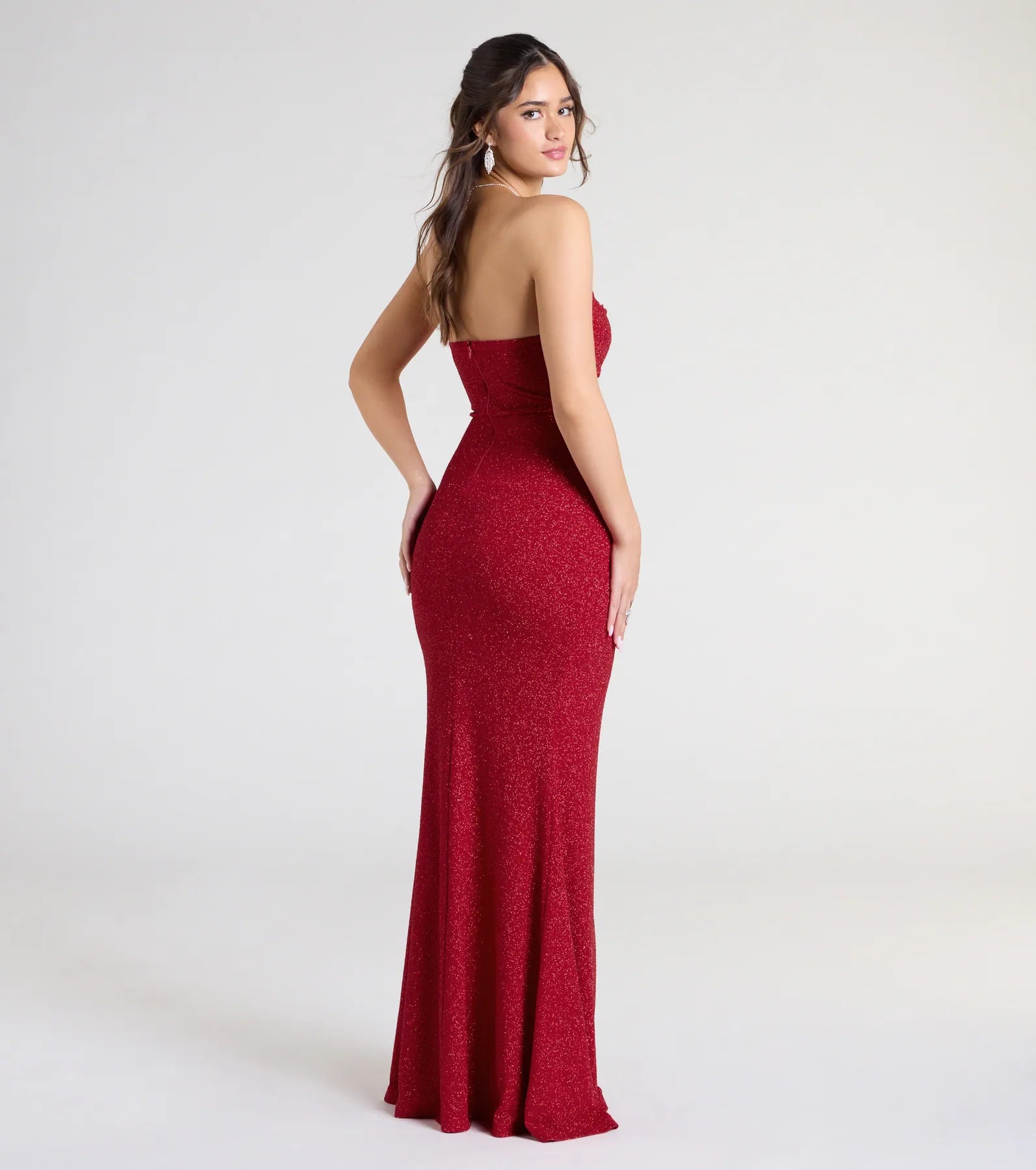 Perry Glitter Knit Wrap Slit Mermaid Dress - Image 7