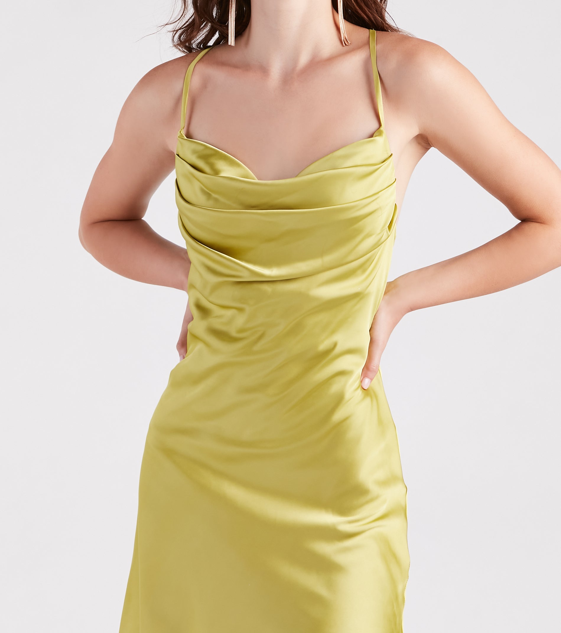 Remember Me Satin Cowl Neck A-Line Dress - Image 4