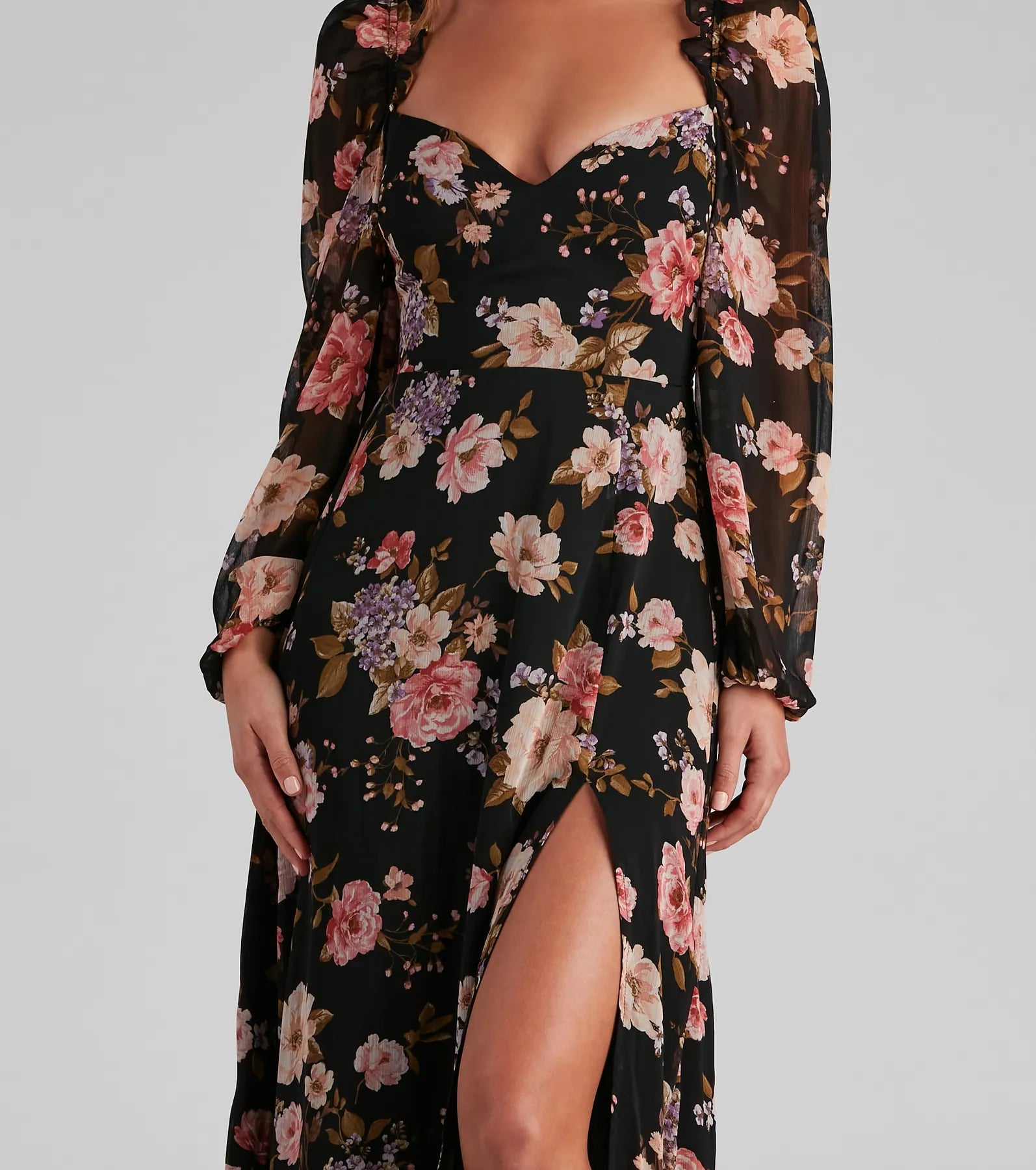 Swept Away Floral Chiffon Maxi Dress - Image 4