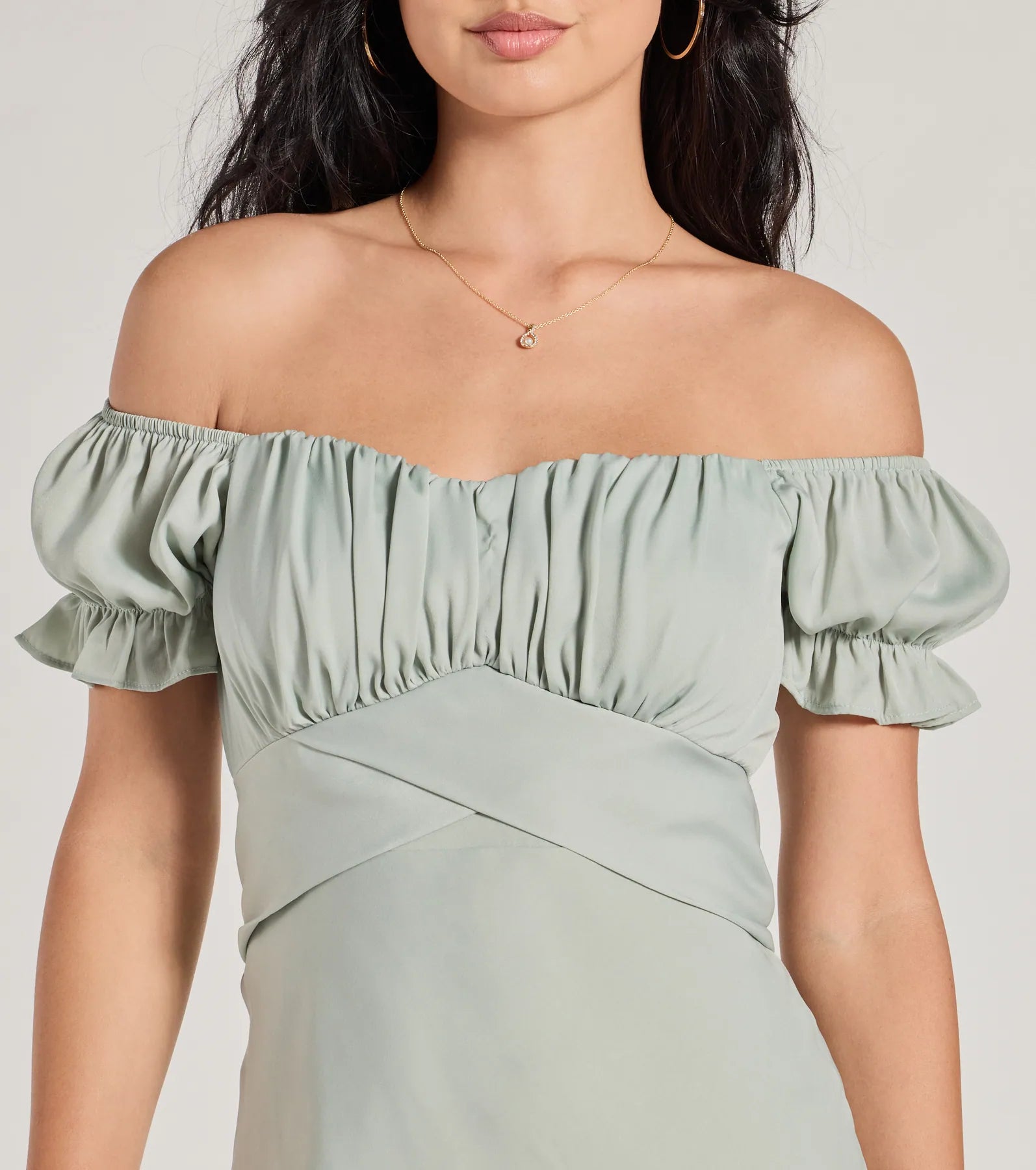 Sure To Adore Puff Sleeve A-Line Midi Dress - Image 3